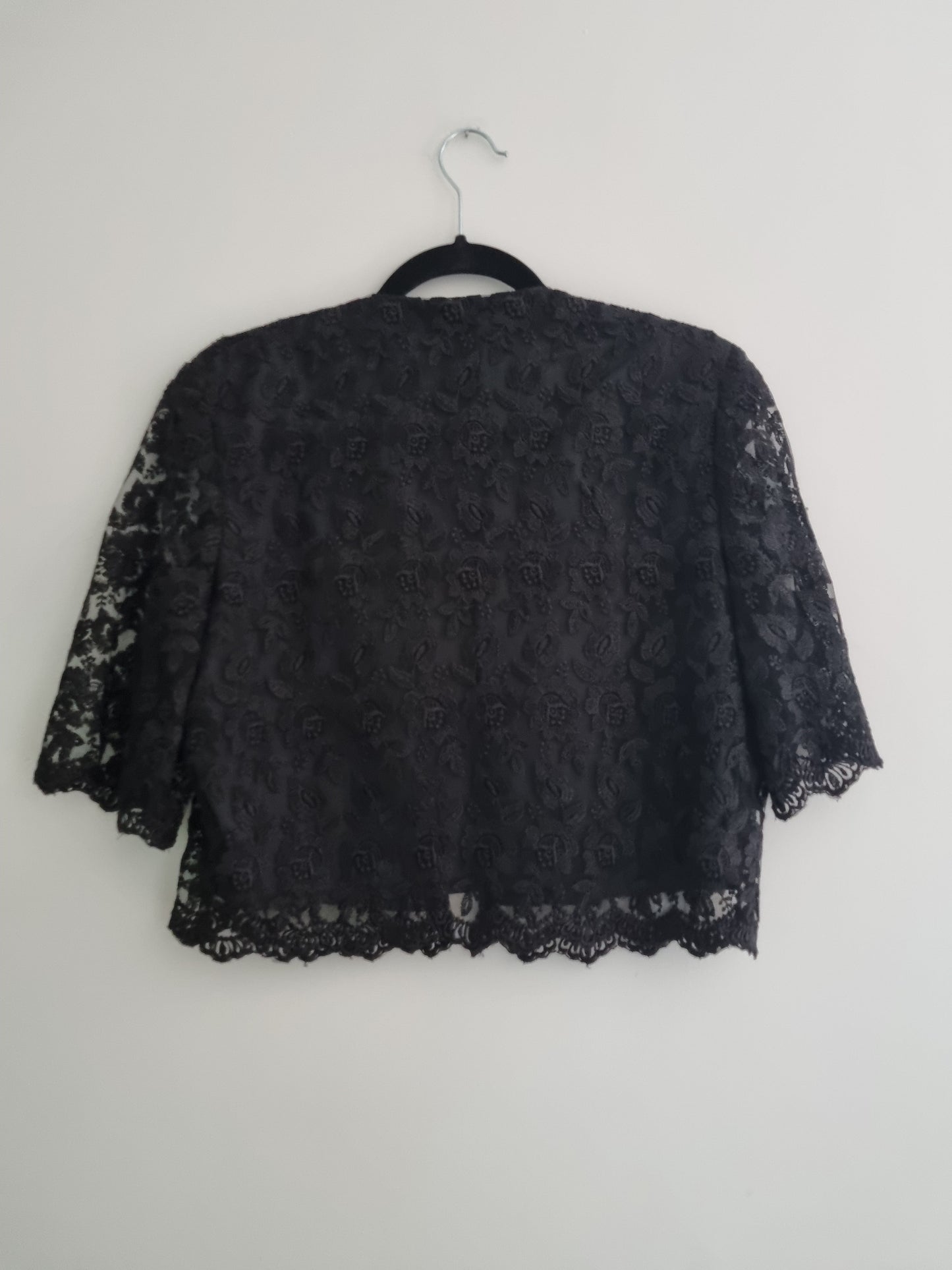 Vintage La Seta Black Lace Jacket Size UK14 Fashion Statement