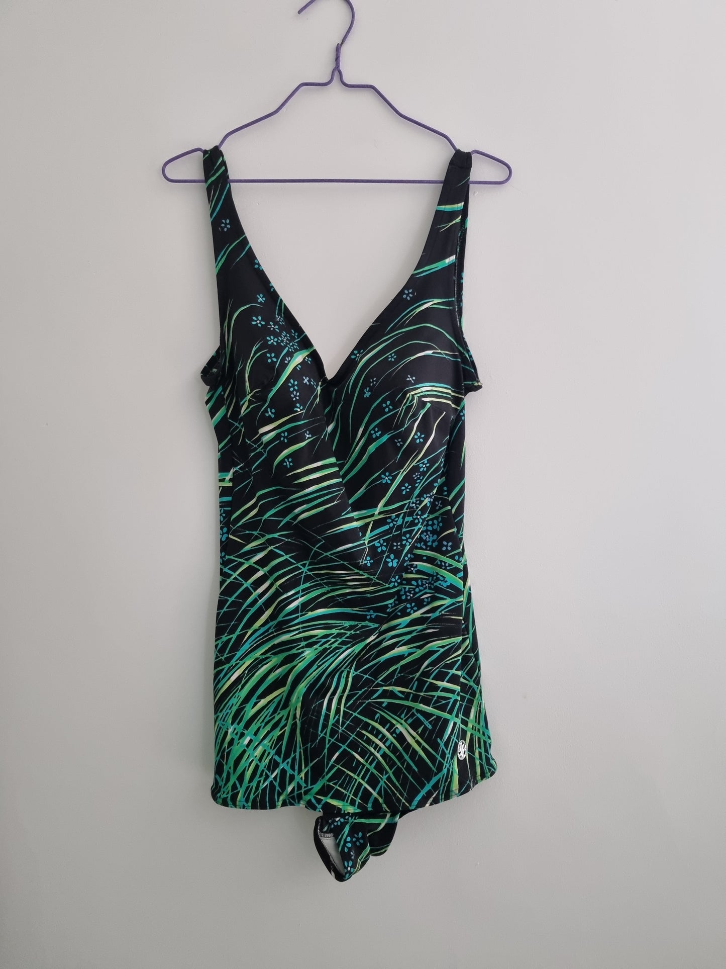 Vintage Glumann German Black Pattern Swimsuit Size UK10