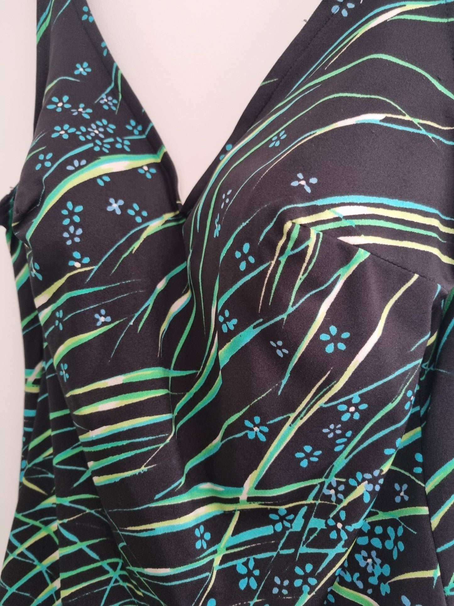 Vintage Glumann German Black Pattern Swimsuit Size UK10
