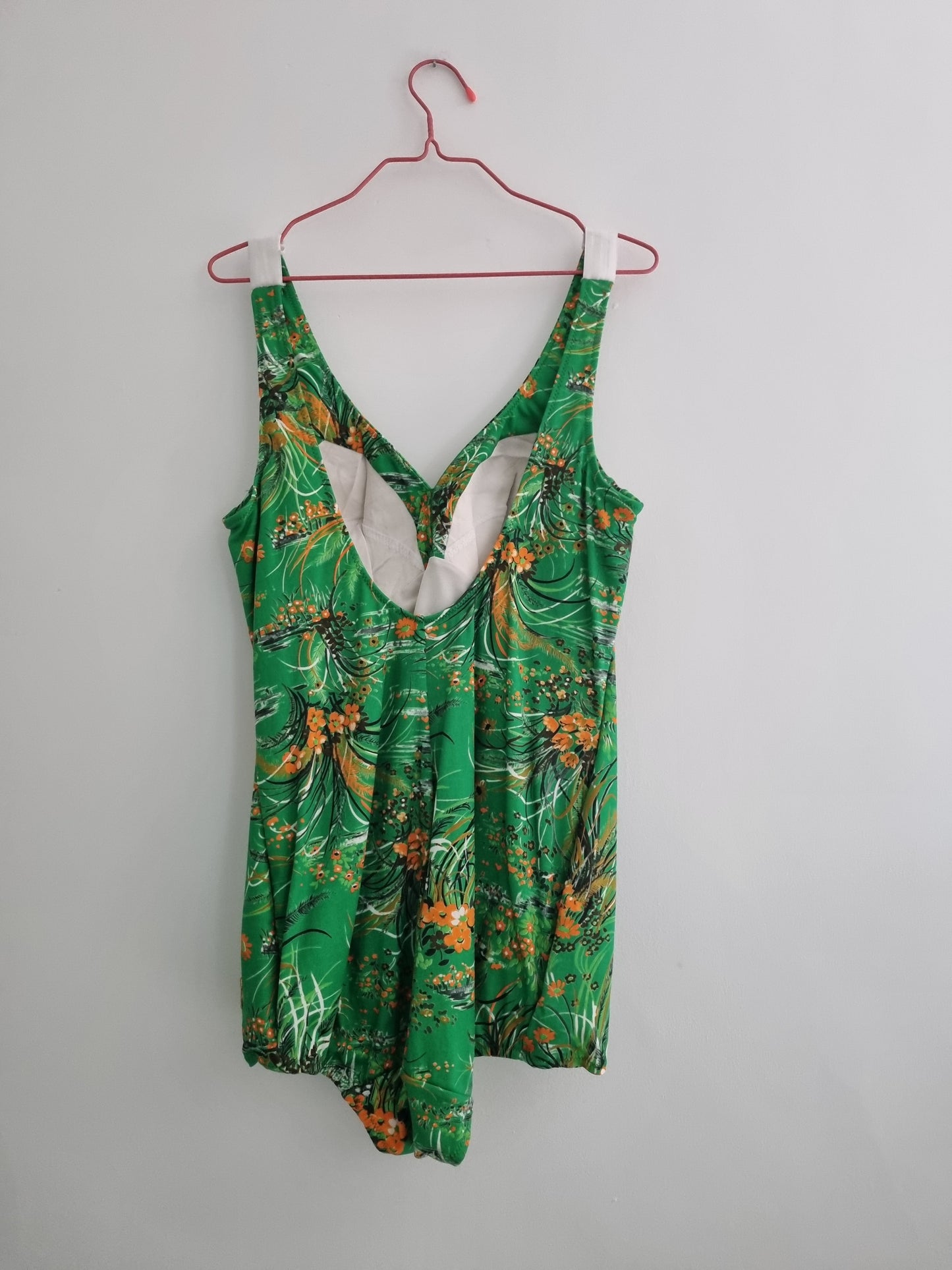 Vintage Green and Orange Swimsuit UK12 for Retro Beach Style