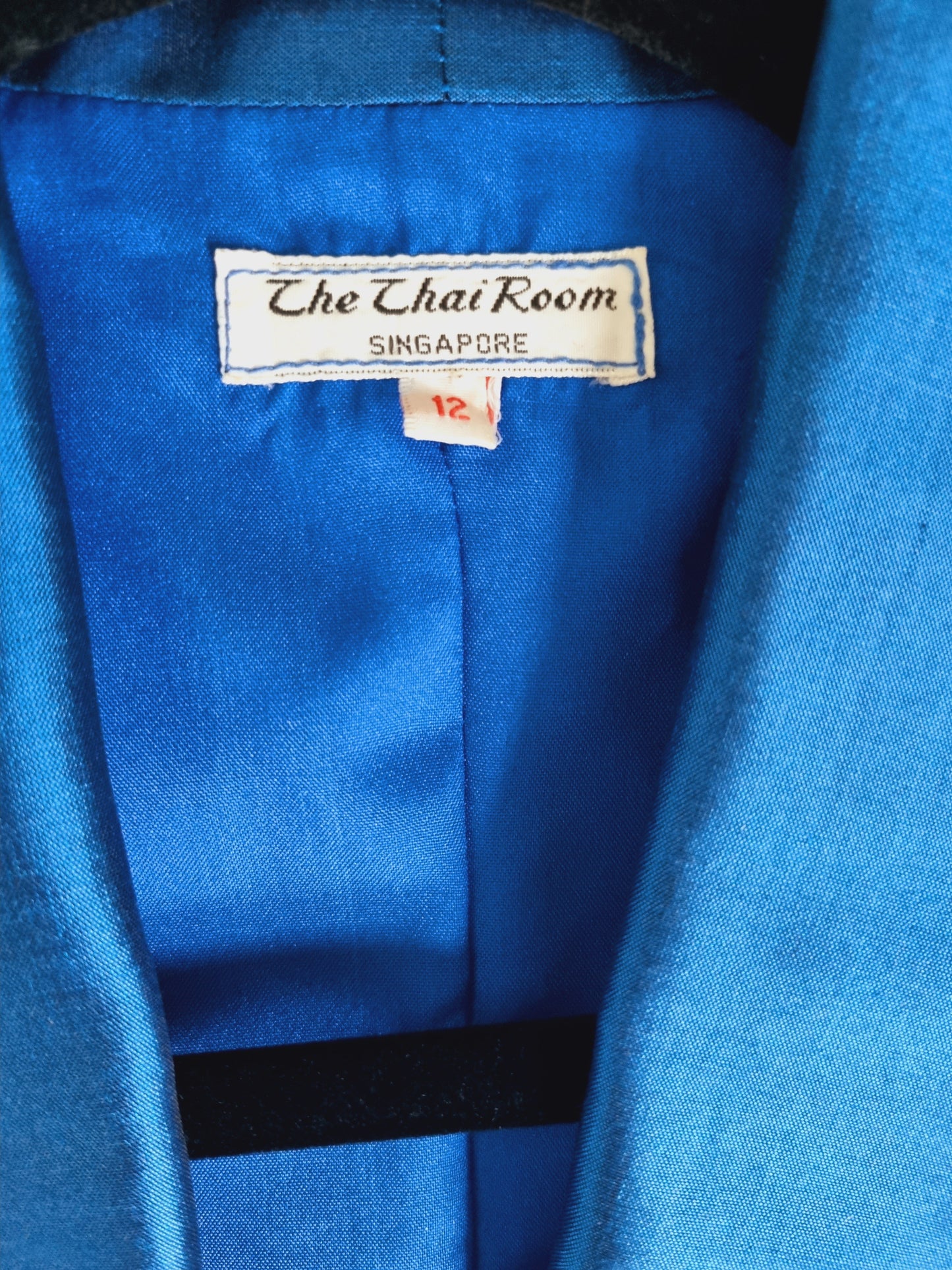 The Thai Room Vintage Blue Silk Peacock Pattern Suit Size SM