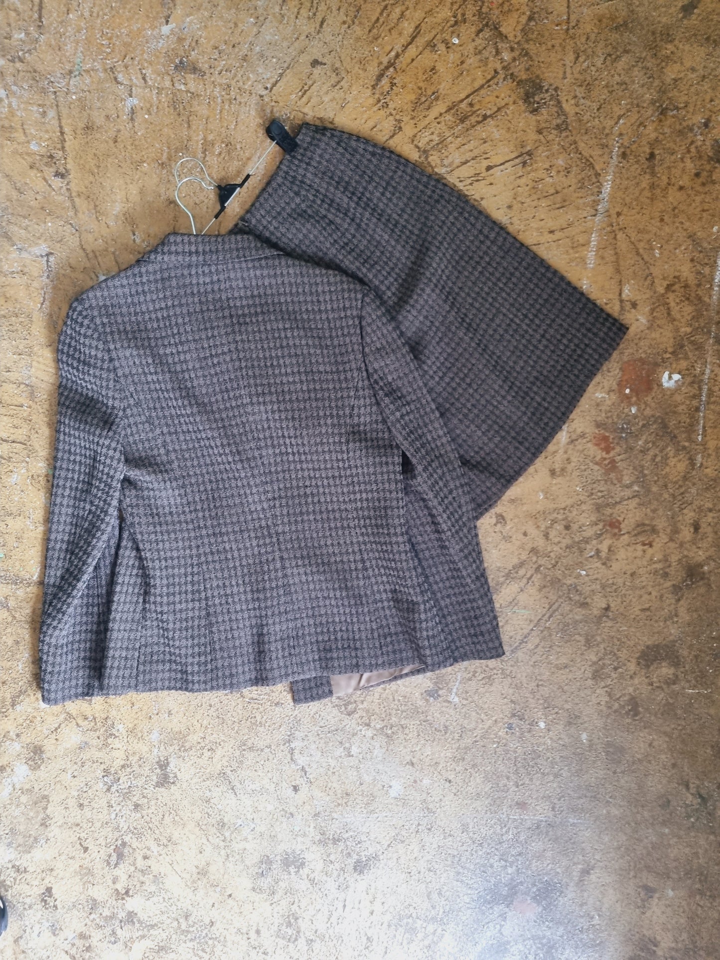 Vintage Paradiso Brown Houndstooth Skirt Suit Size M