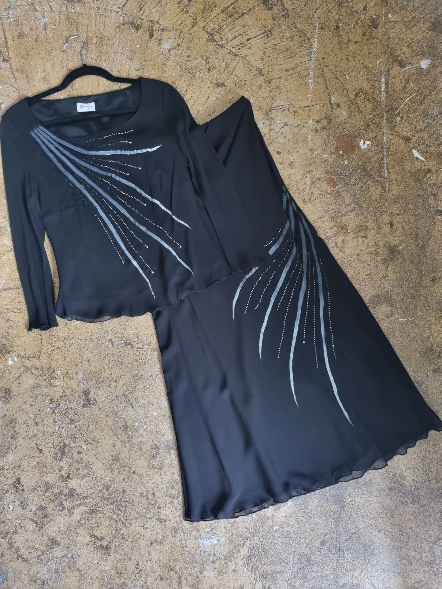 Libra Black Embellished 90s Two Piece Set for Stylish Looks