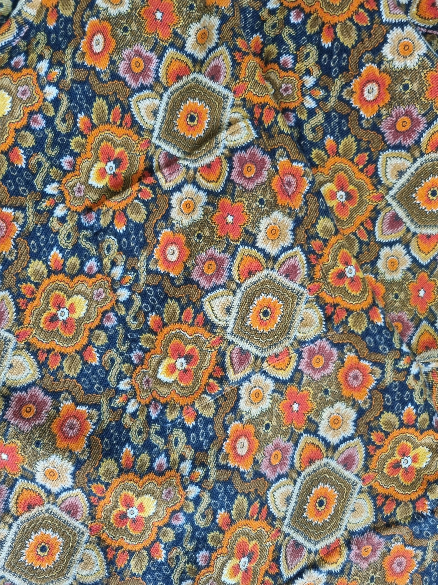 Coord Vintage Skirt Set 70s Orange Paisley T-Shirt UK10