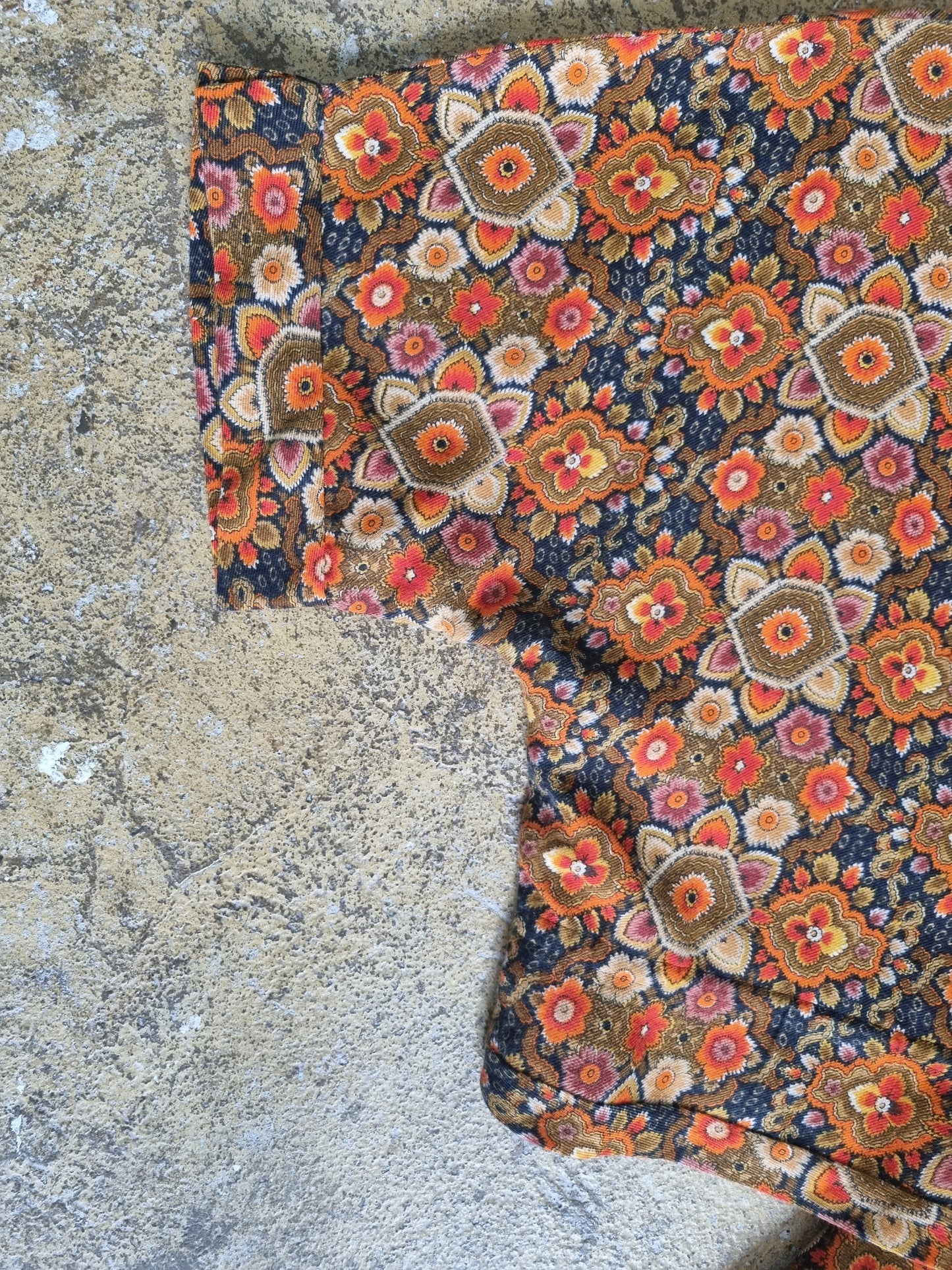 Coord Vintage Skirt Set 70s Orange Paisley T-Shirt UK10