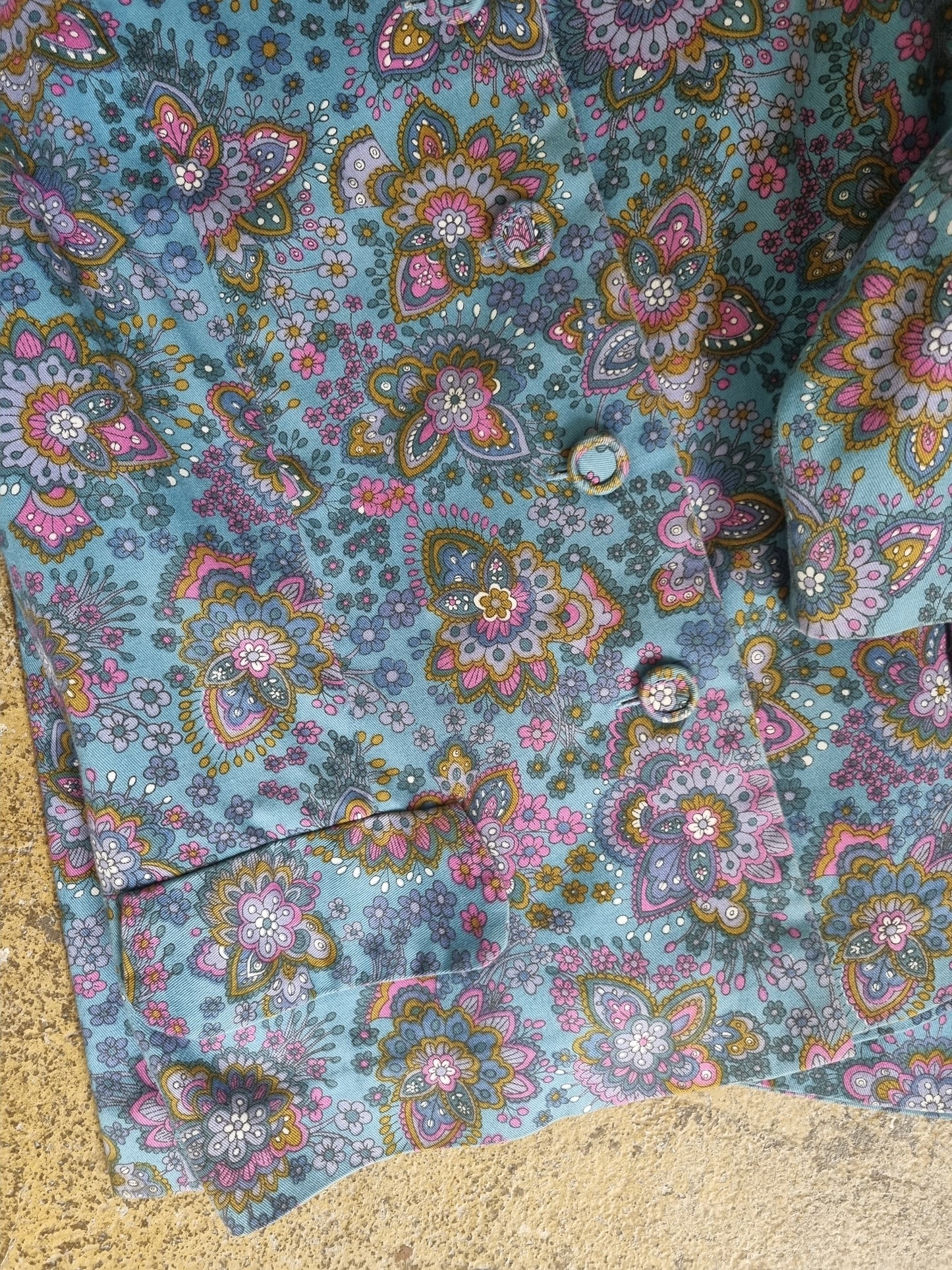 Skirt Suit Paisley Vintage Purple and Blue Seventies 70s (M)