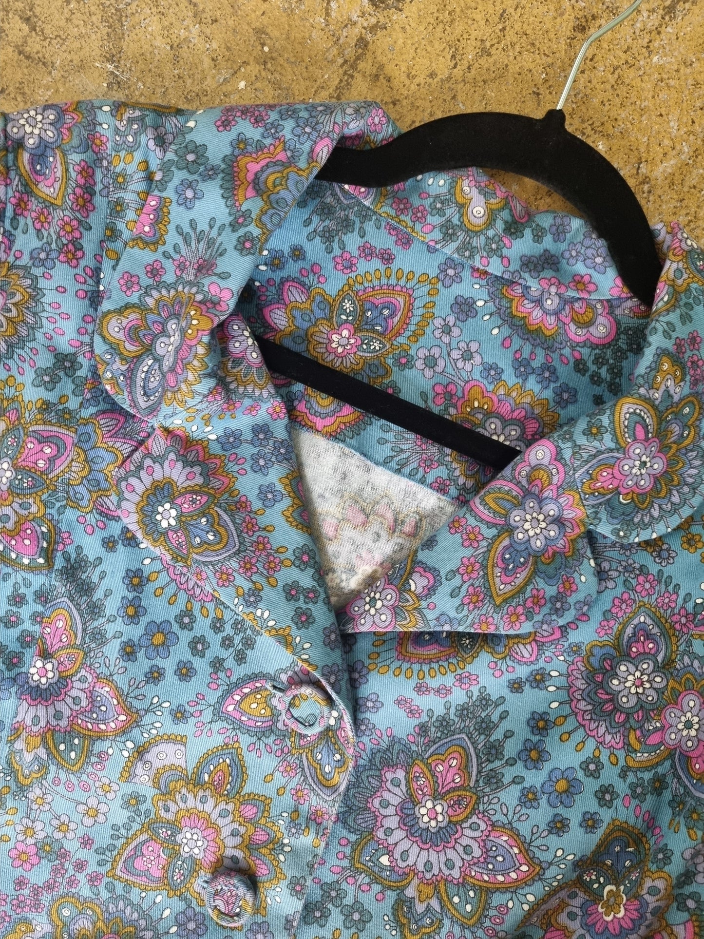 Skirt Suit Paisley Vintage Purple and Blue Seventies 70s (M)