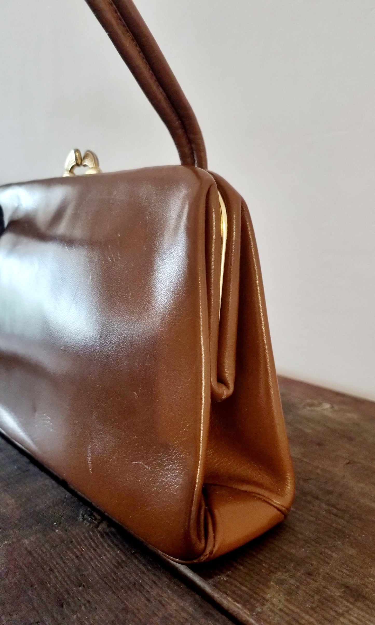 Brown Top Handle Waldybag Handbag Made in England Vintage