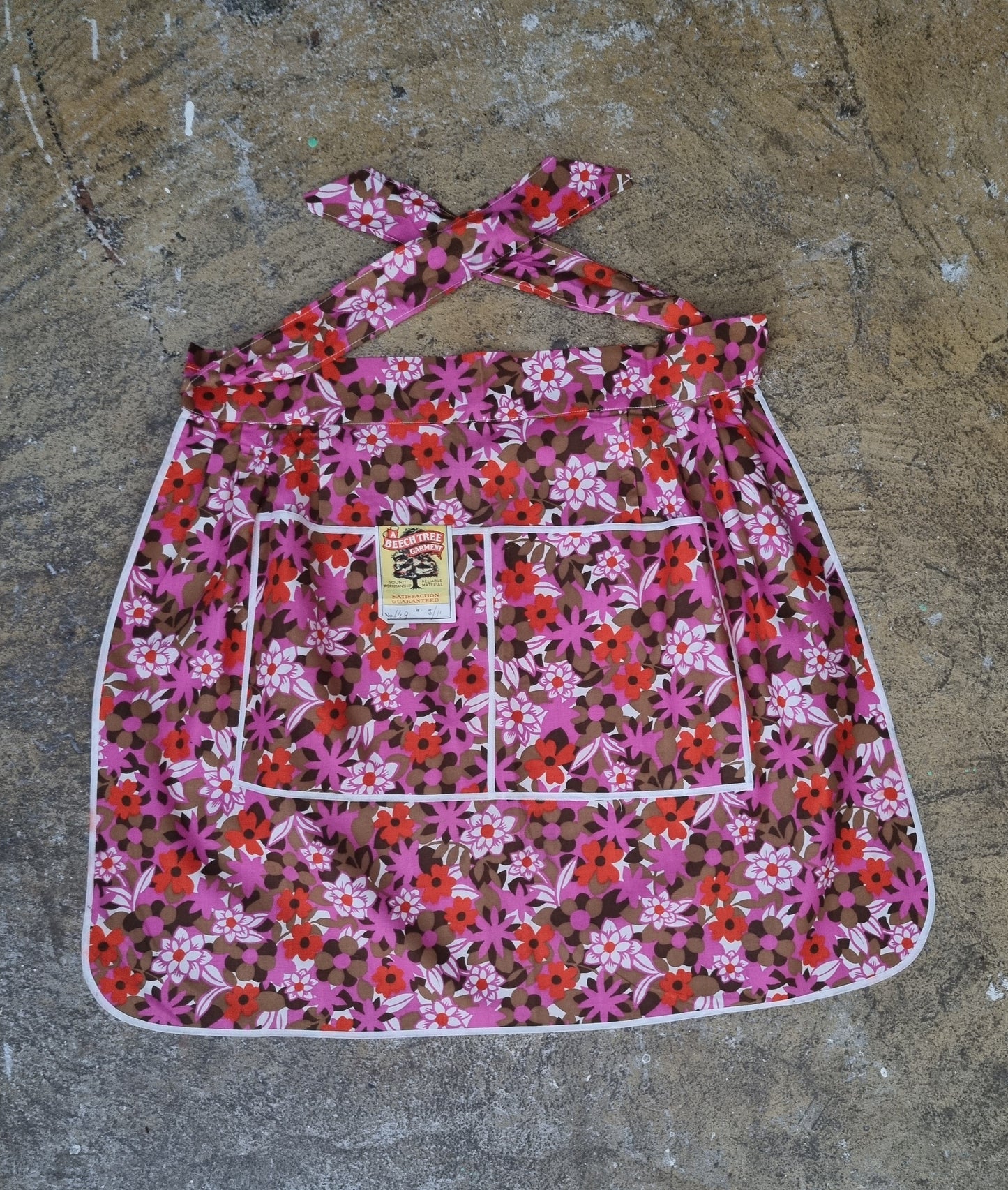 Apron Vintage by A Beech Tree Garment Pink and Red Half Apron