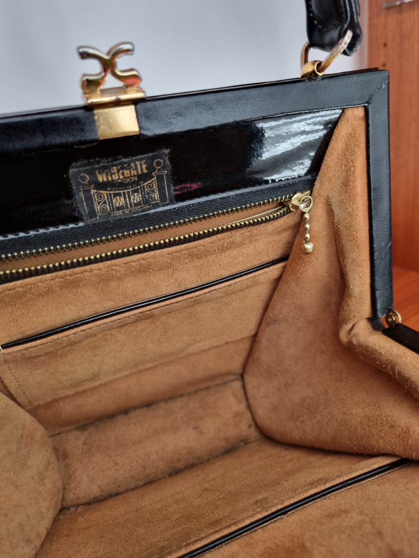 Top Handle Leather Widegate London Black Handbag Vintage