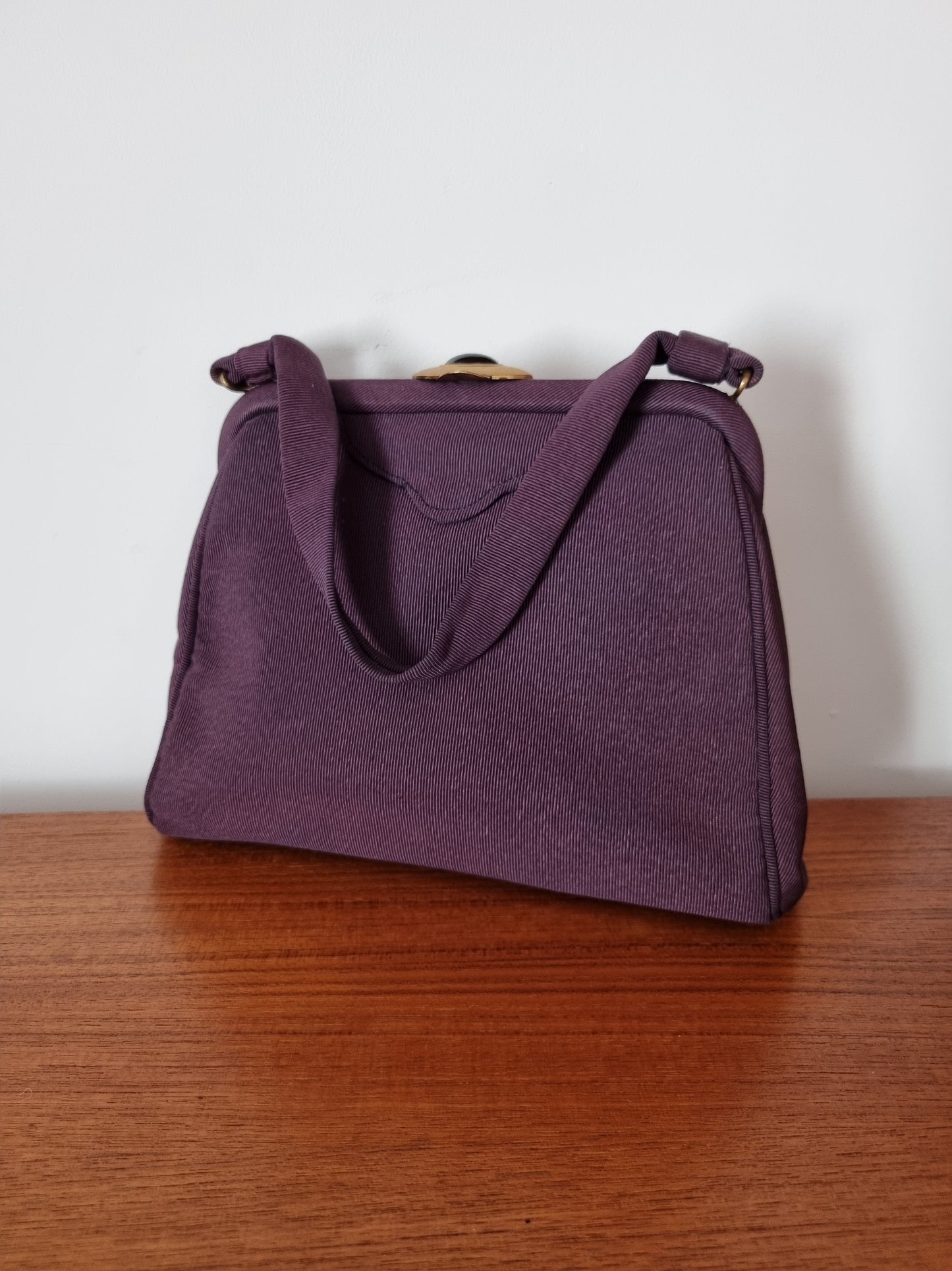 Purple CRF 1940s Kelly Handbag Made in England Vintage Elegance