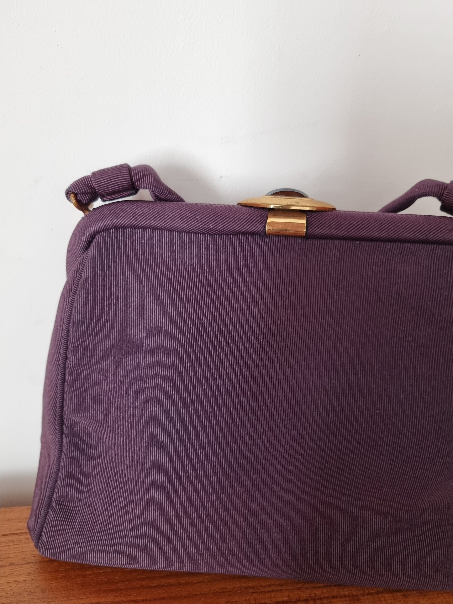 Purple CRF 1940s Kelly Handbag Made in England Vintage Elegance