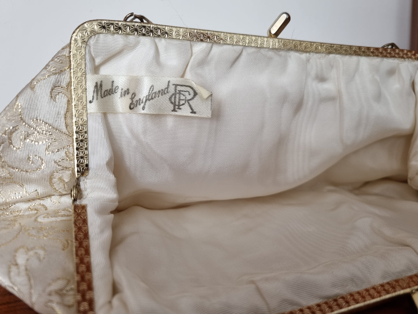 Vintage Cream Gold CRF Top Handle Handbag Made in England