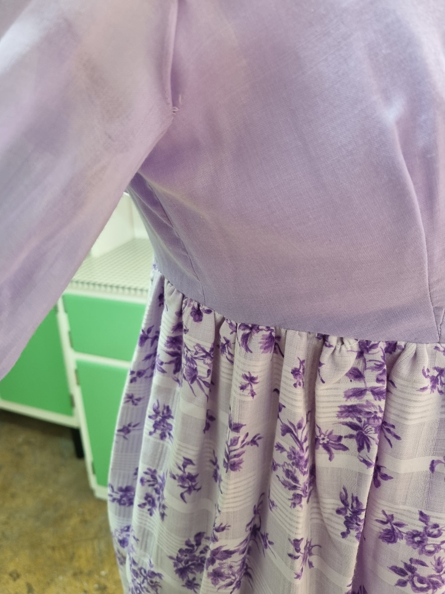 Hilda Hawaii Vintage Purple Floral Prairie Dress Bow Detail UK 10