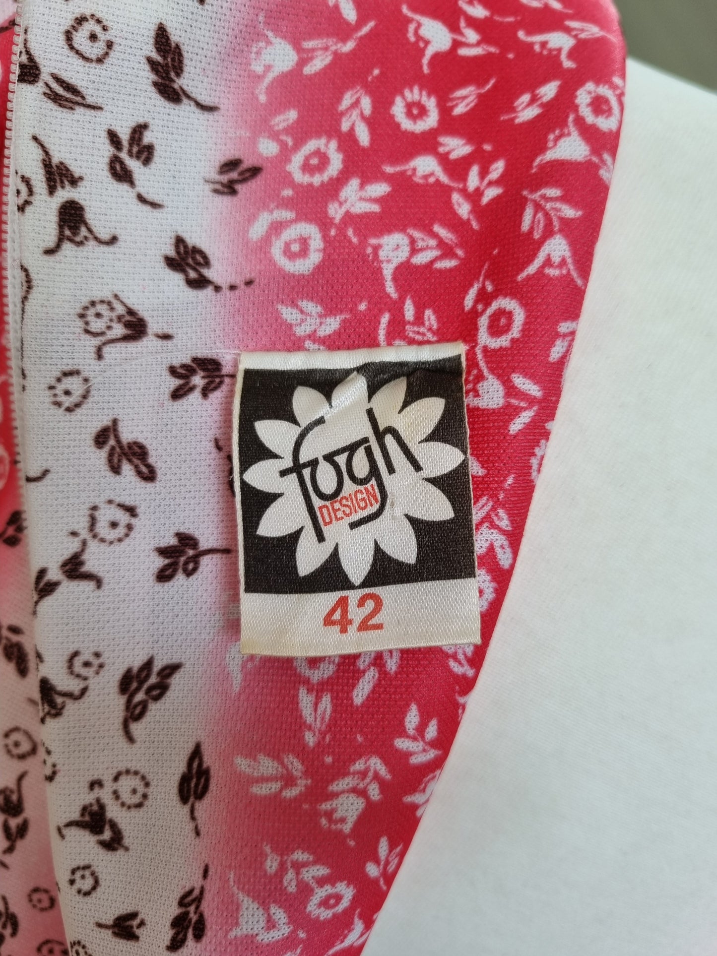 Fogh Design Vintage Pink and White Floral TieWaist Dress UK 14 - Vintage Appreciation Society