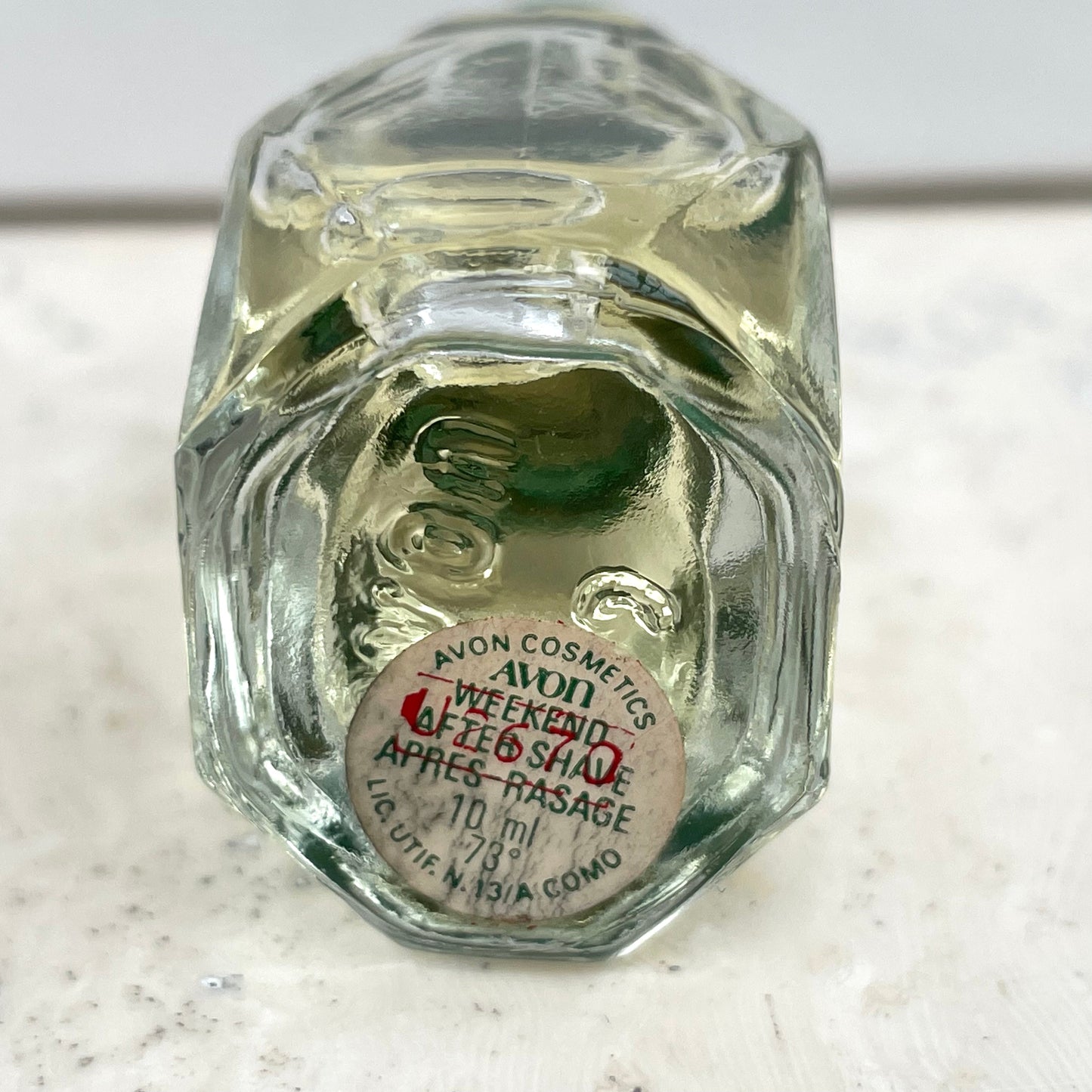 Vintage Avon Weekend Aftershave Apres Rasage Bottle. 10ml. U2670. Full. Green Lid.