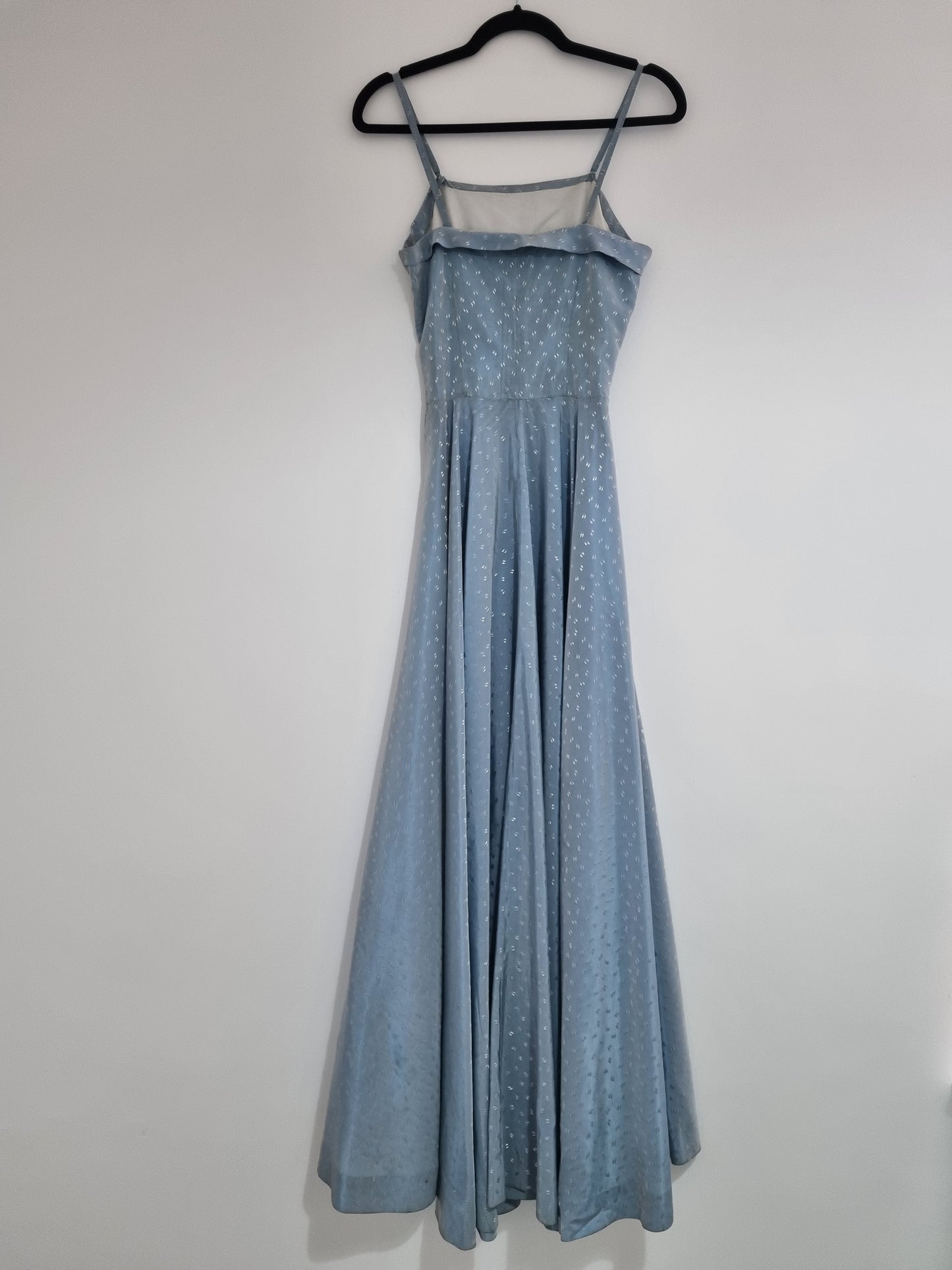 Handmade GreyBlue Fit and Flare Summer Vintage Dress UK 12