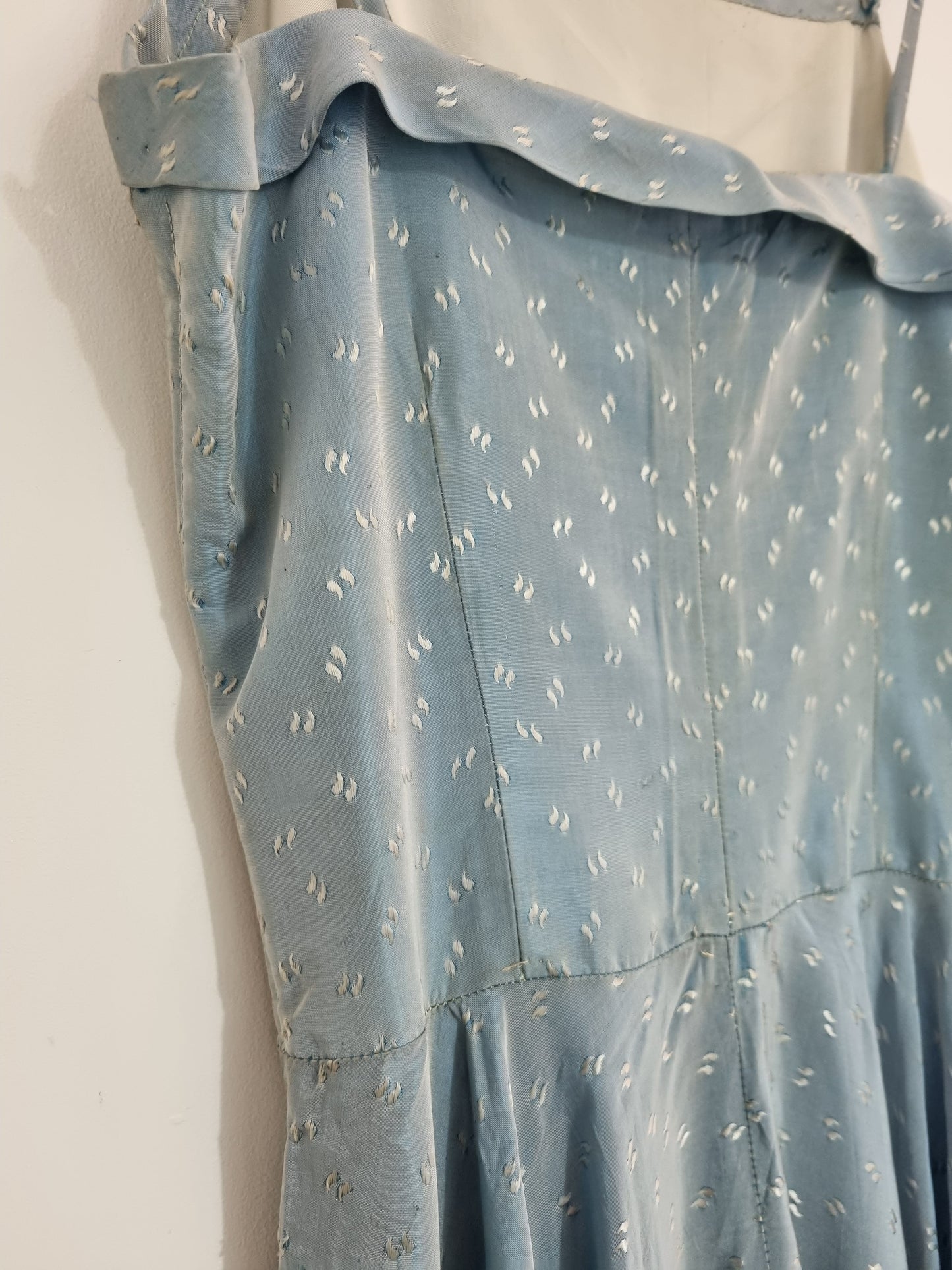 Handmade GreyBlue Fit and Flare Summer Vintage Dress UK 12