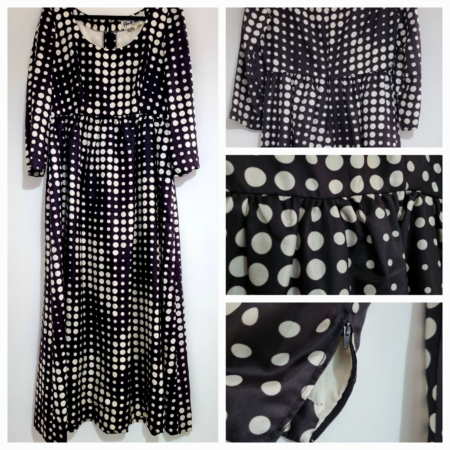 Frank Usher Vintage Pop Art Black and White Spot Smock Midsize Dress (UK16) - Vintage Appreciation Society