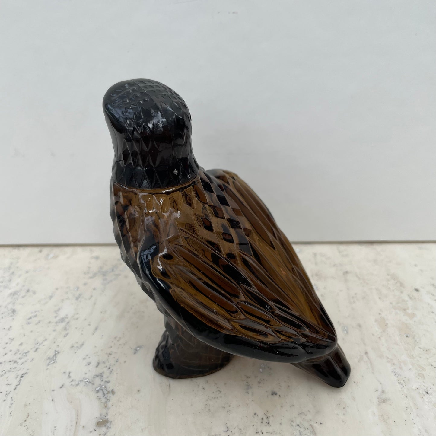 Vintage Avon Falcon Bird Black Suede After Shave Decanter 75ml Empty