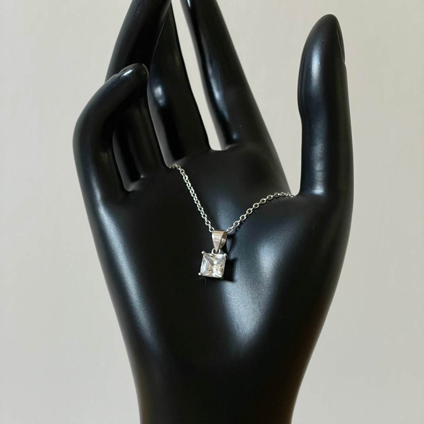 Necklace Vintage Sterling Silver 925 Cubic Zirconia Drop Pendant