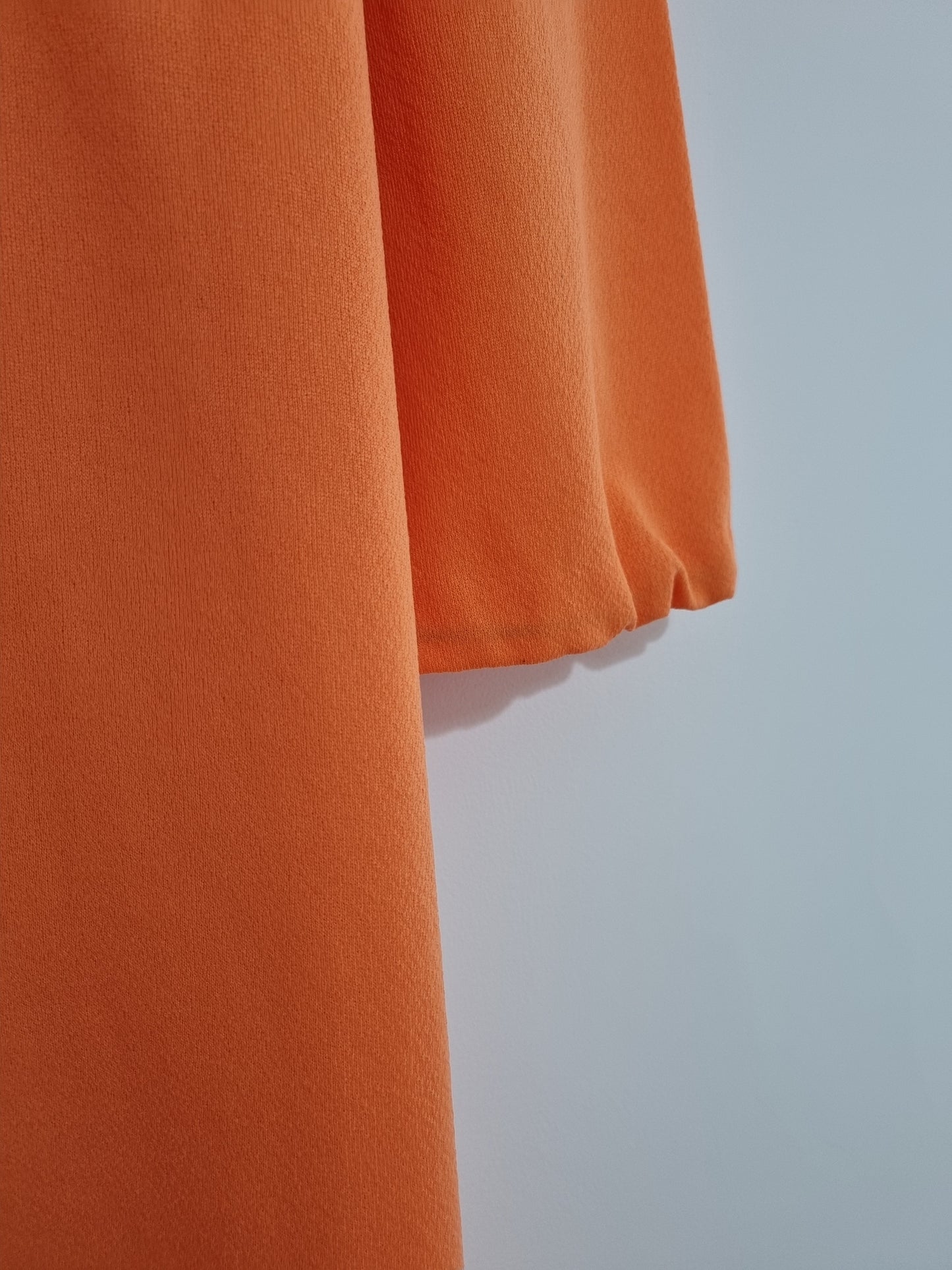 Handmade Vintage Orange Frill Neck Maxi Smock Dress UK 12