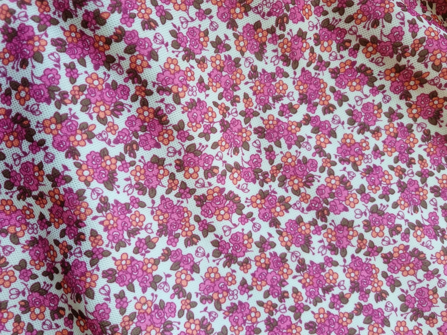 Handmade Vintage Pink Flower Pattern Prairie Dress with Ribbon Detailing UK 6 - Vintage Appreciation Society