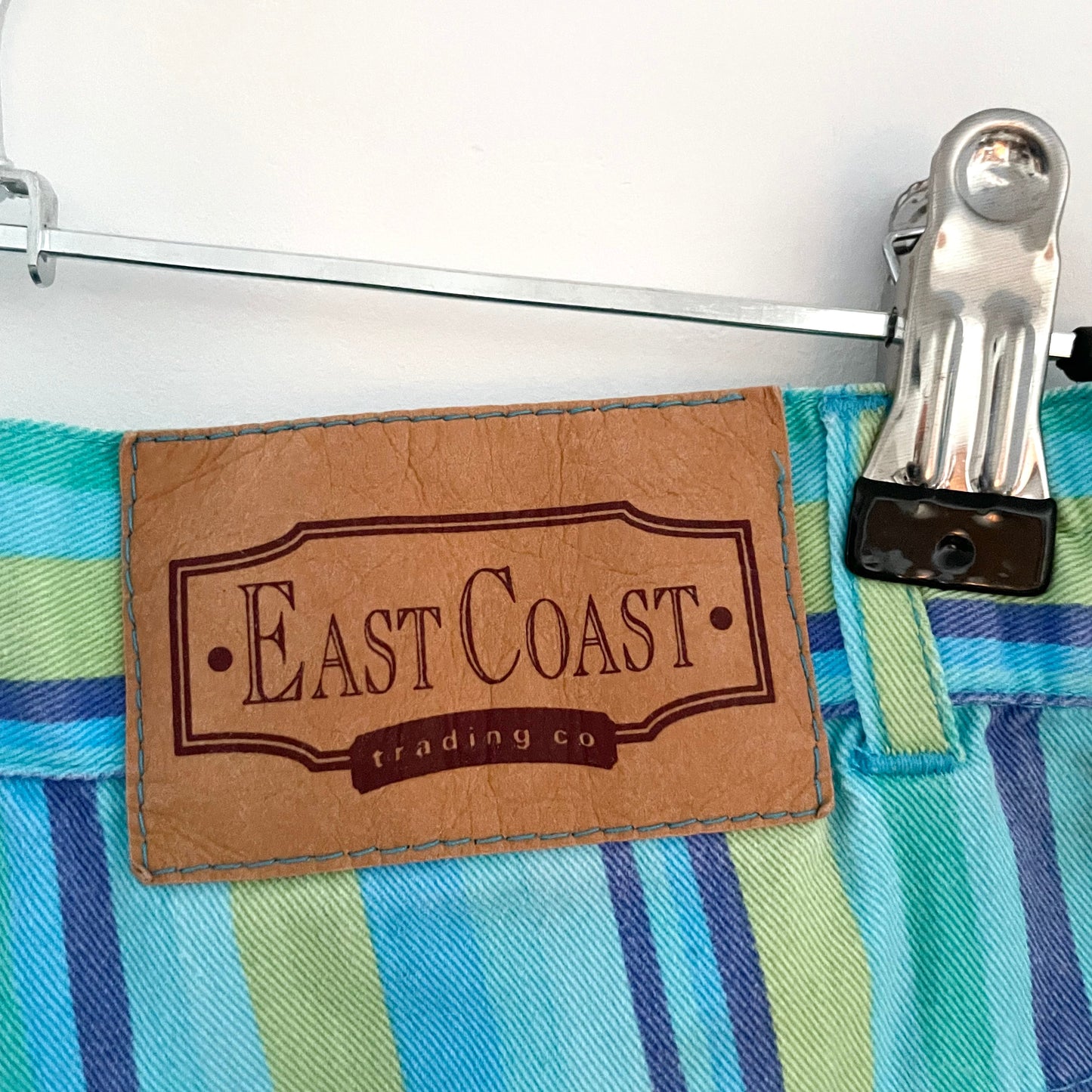 Vintage East Coast Trading Co Striped Shorts in Blue and Green