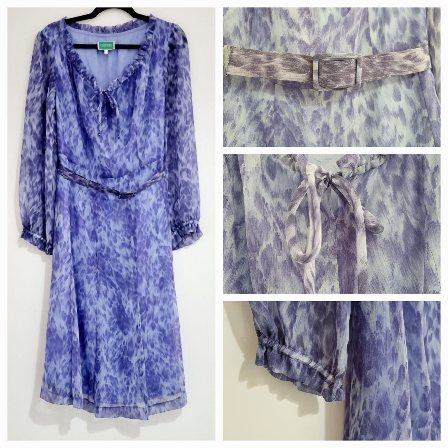 C And A Vintage Floaty Marbled Purple Day Patterned DressUK 8