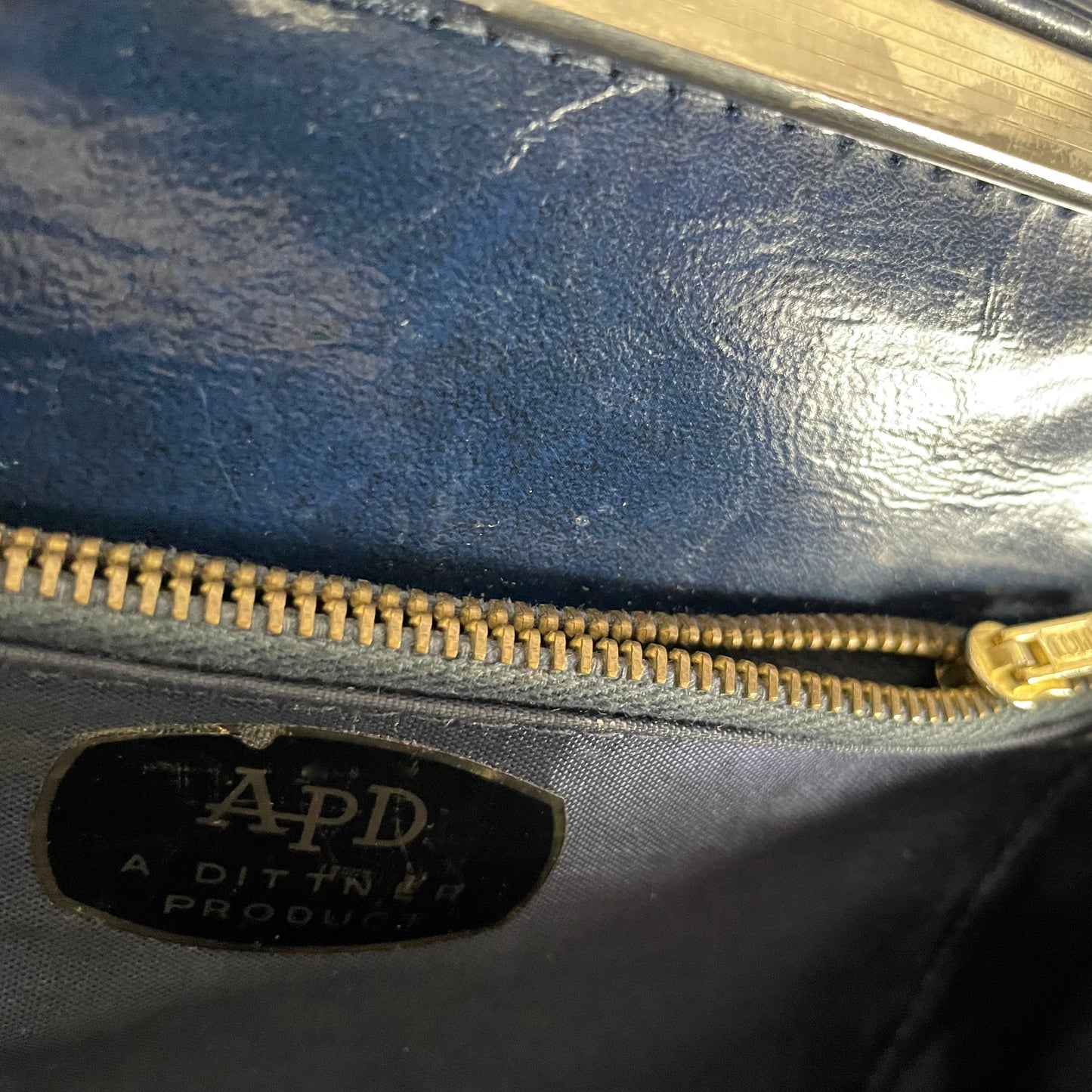 Vintage Blue APD A Dittner Leather Top Handle Handbag