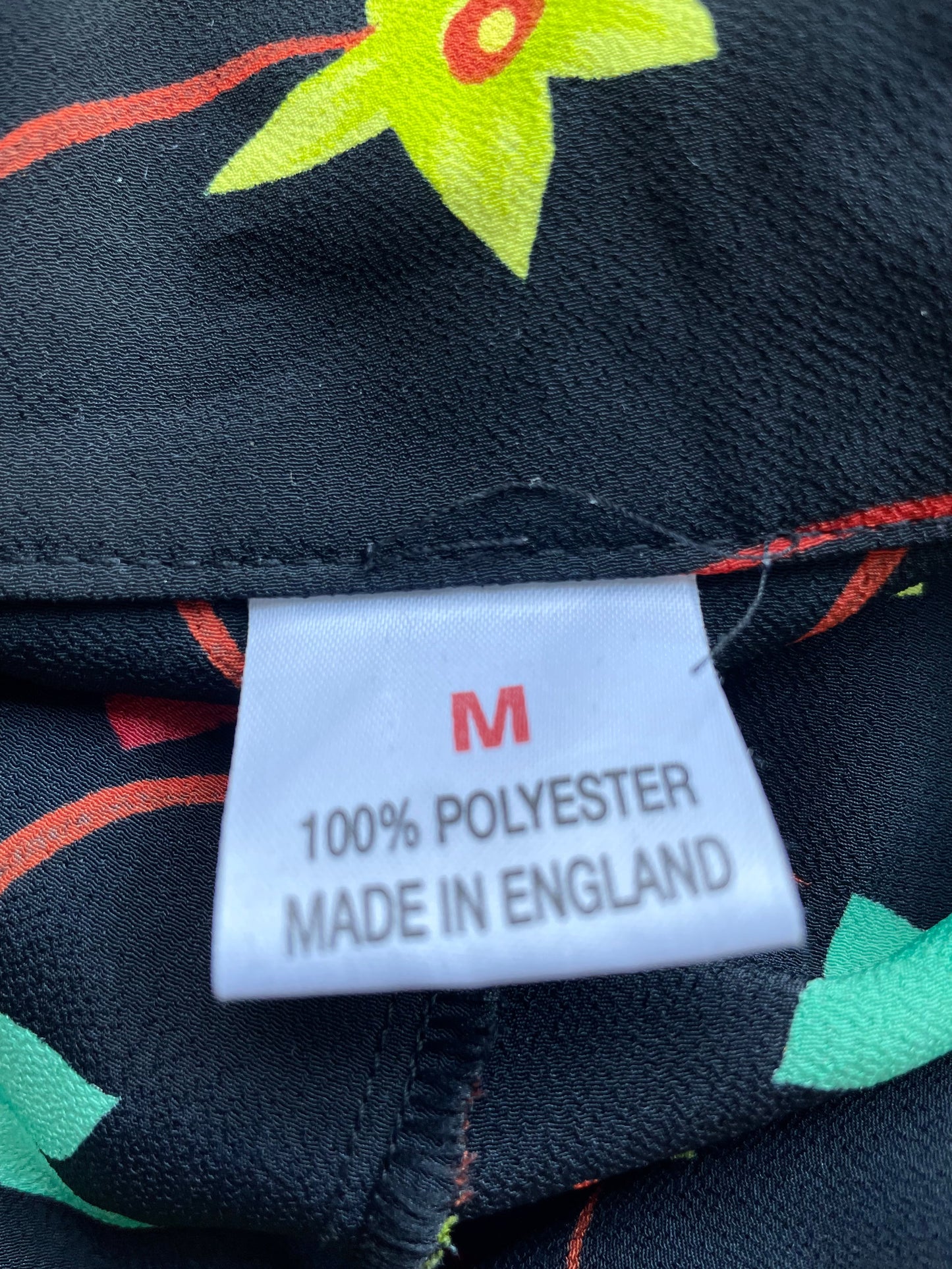 Vintage Black, Yellow and Red Floral Daffodil Summer Dress