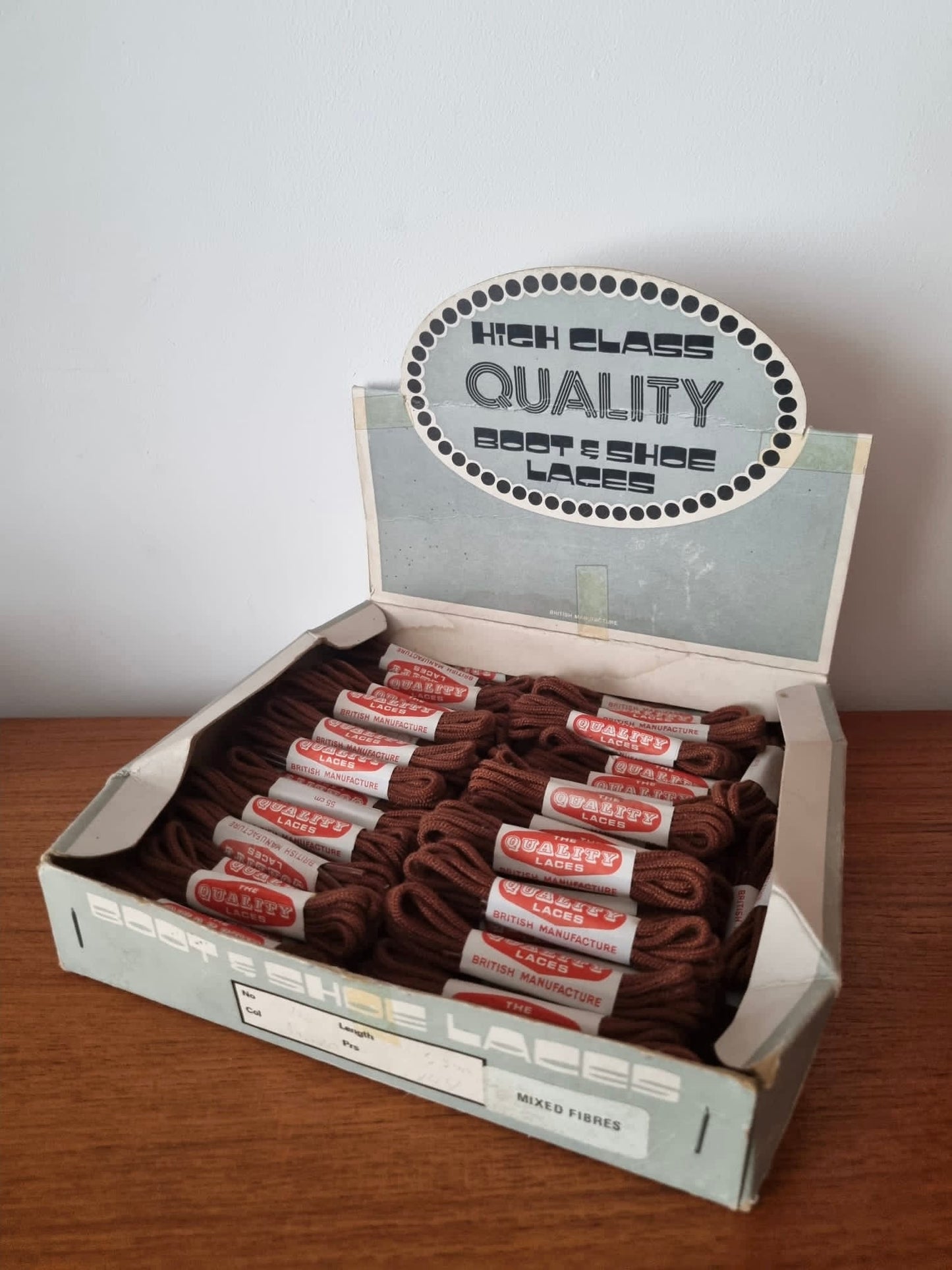 Vintage Brown Shoe Laces Job Lot of 71 Pairs in Original Box