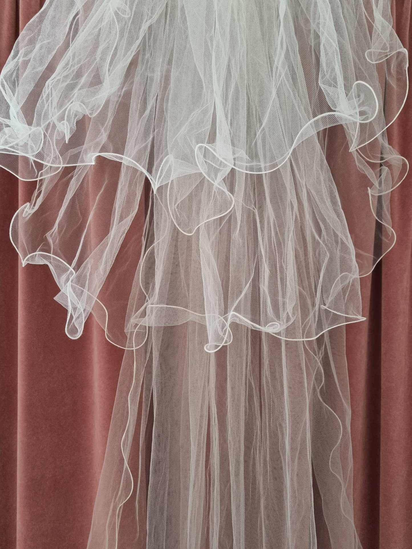 Three Tier Vintage Veil with Red Floral Headband Accessory