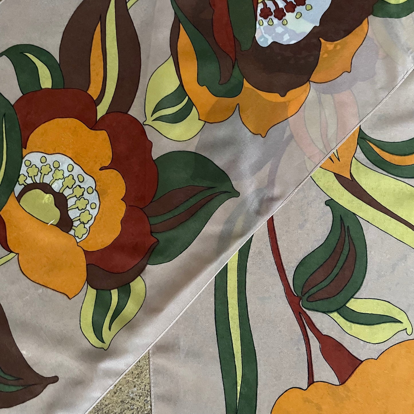 The 70s Peony One Vintage Long Scarf Handmade Floral Design