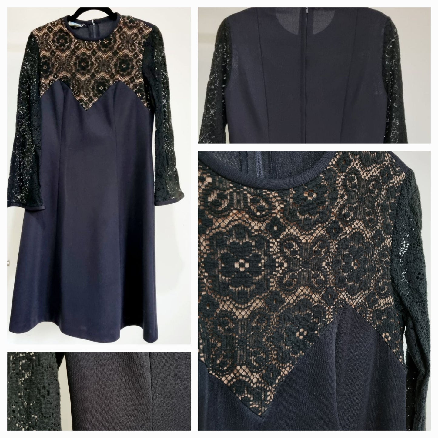 Deadstock Vintage Black Short Lace Evening Dress UK 12 - Vintage Appreciation Society