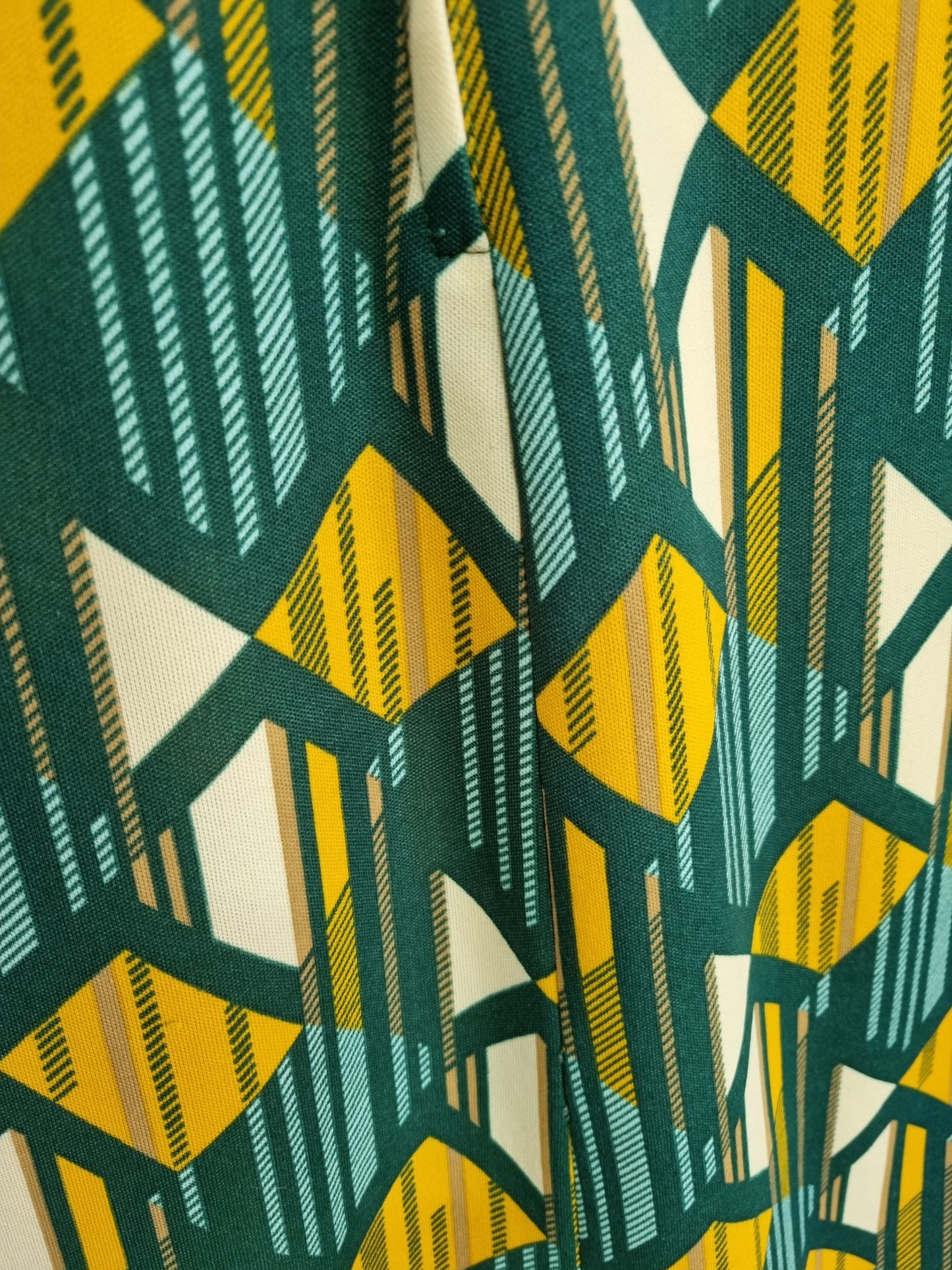 Handmade Vintage Green, Yellow and White Diamond Shift Midsize Dress UK 14 - Vintage Appreciation Society