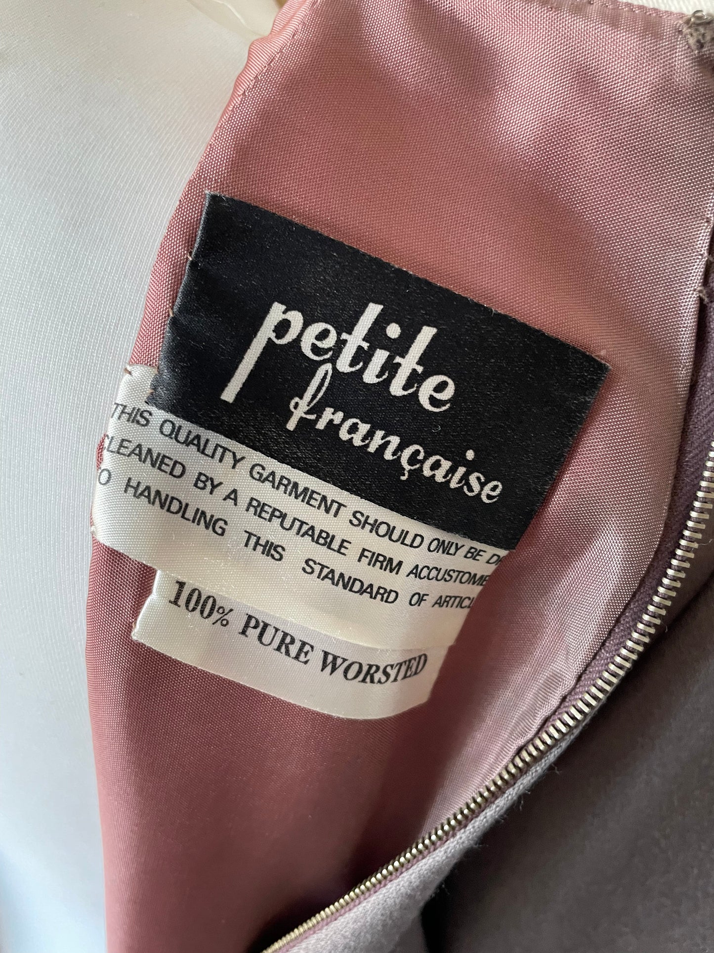 Vintage Petite Francaise Grey Green Bell Sleeve Dress