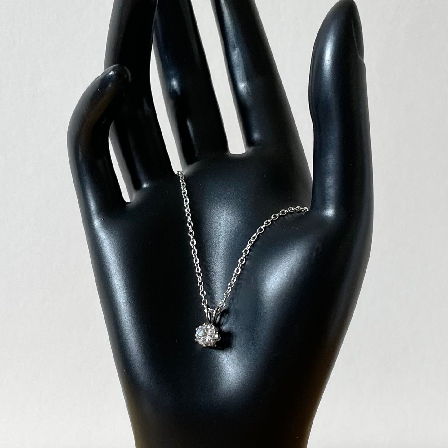 Necklace Vintage Cubic Zirconia Sterling Silver Round Drop Pendant