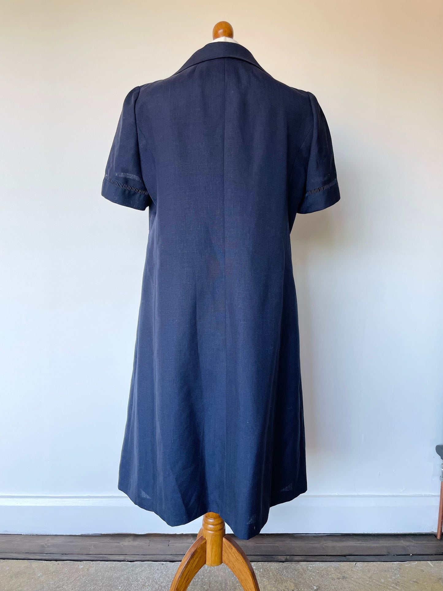 Vintage Luisa Firenze 60s Navy Blue Flower Power Dress