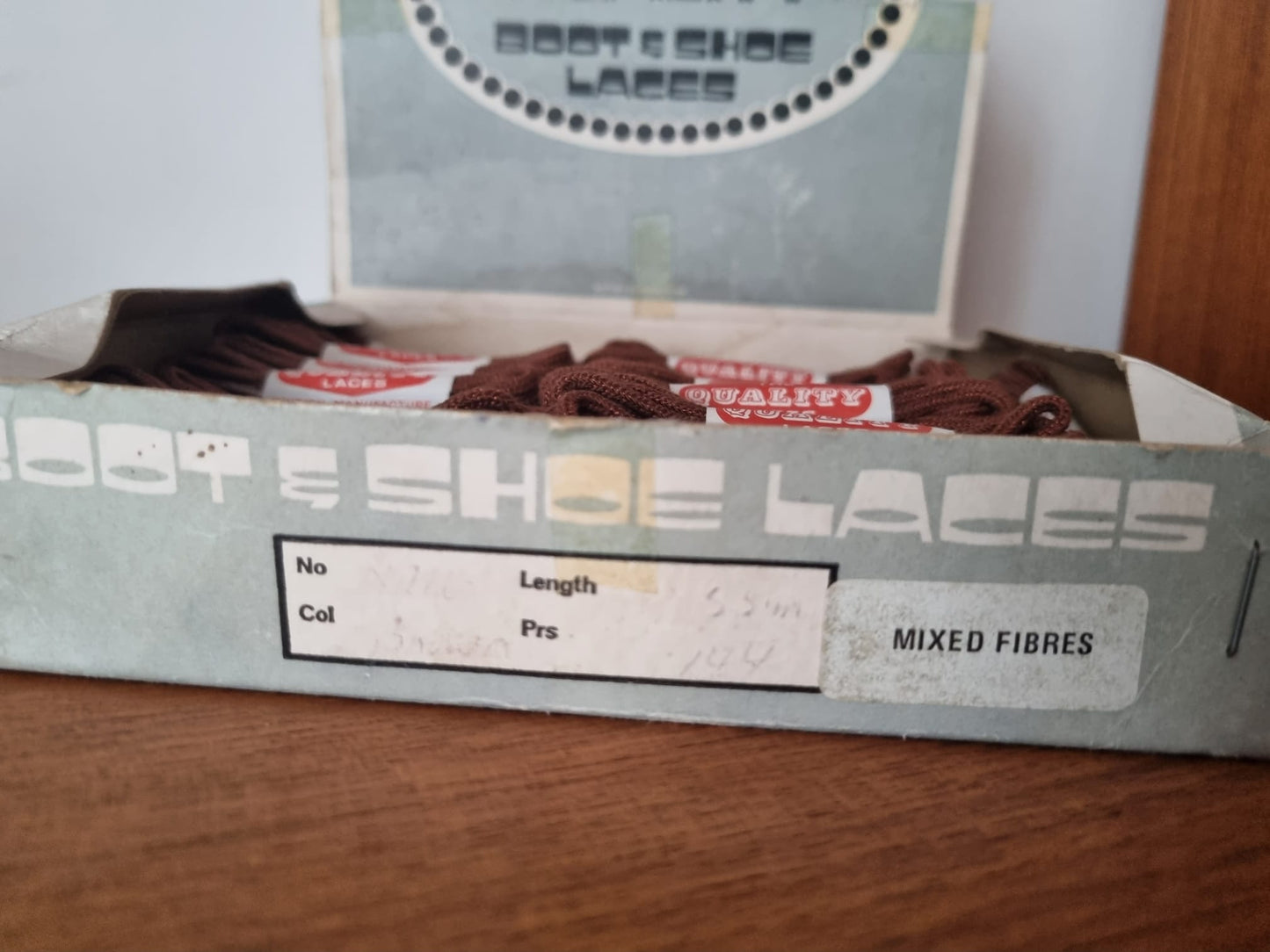Vintage Brown Shoe Laces Job Lot of 71 Pairs in Original Box