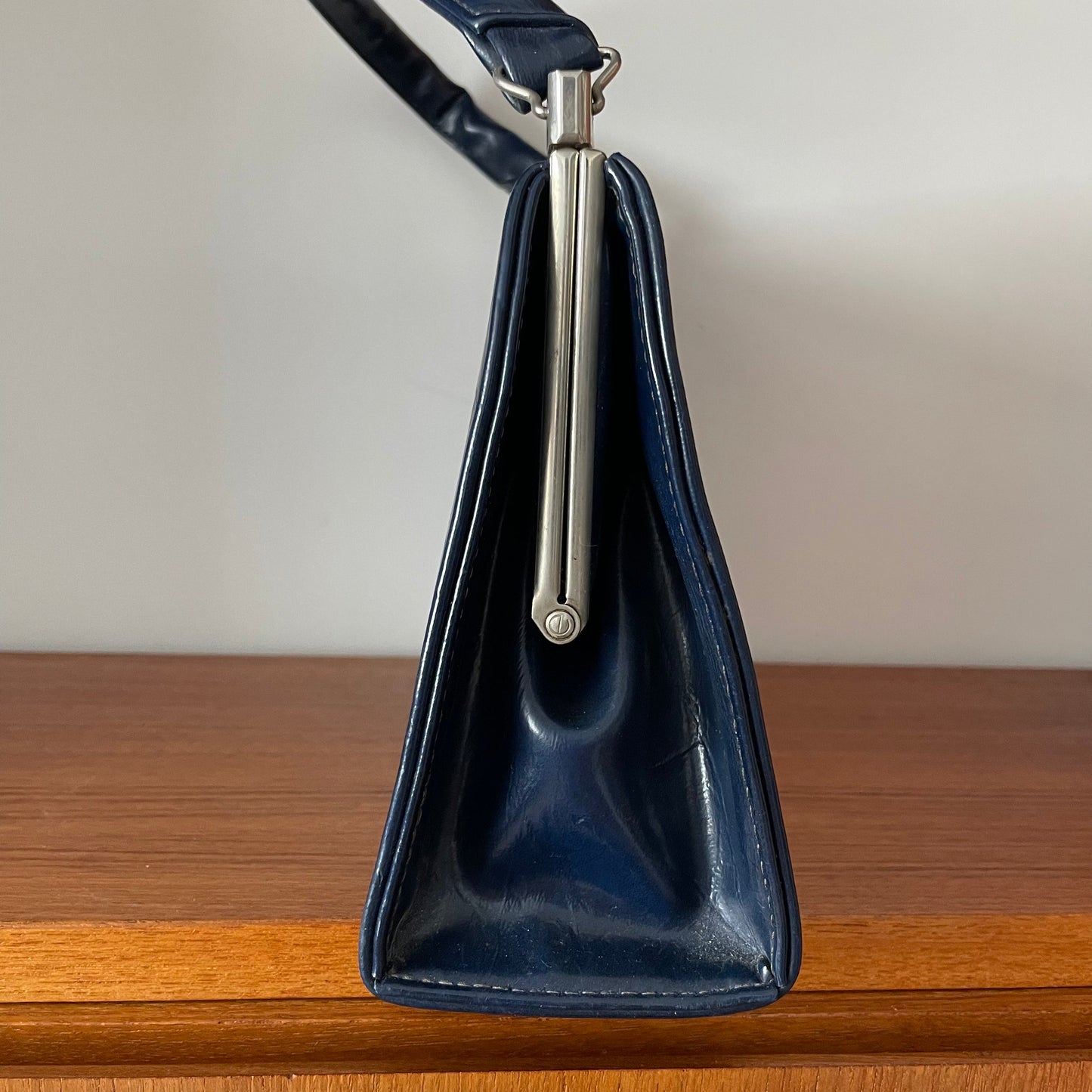 Vintage Blue APD A Dittner Leather Top Handle Handbag