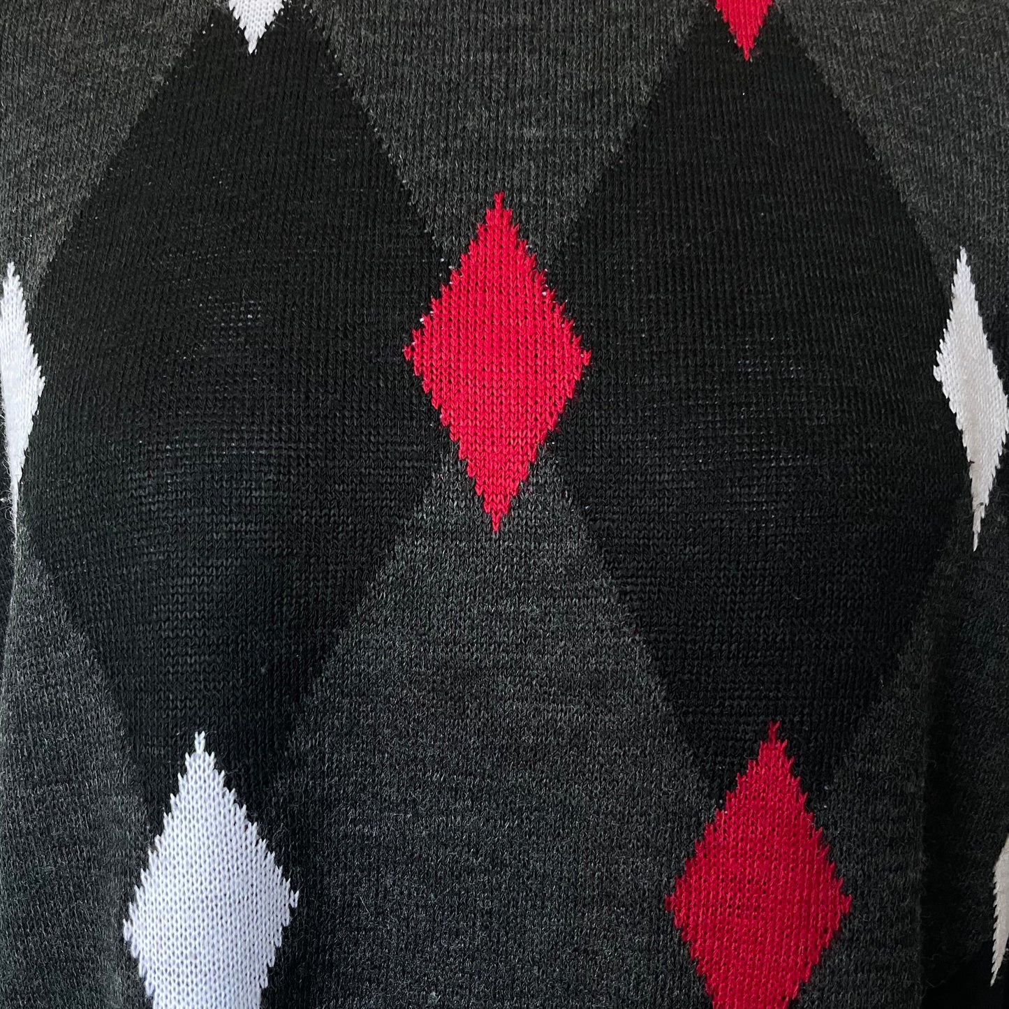 Vintage Classics by Snatch Knitted Harlequin Jumper in Red and Grey