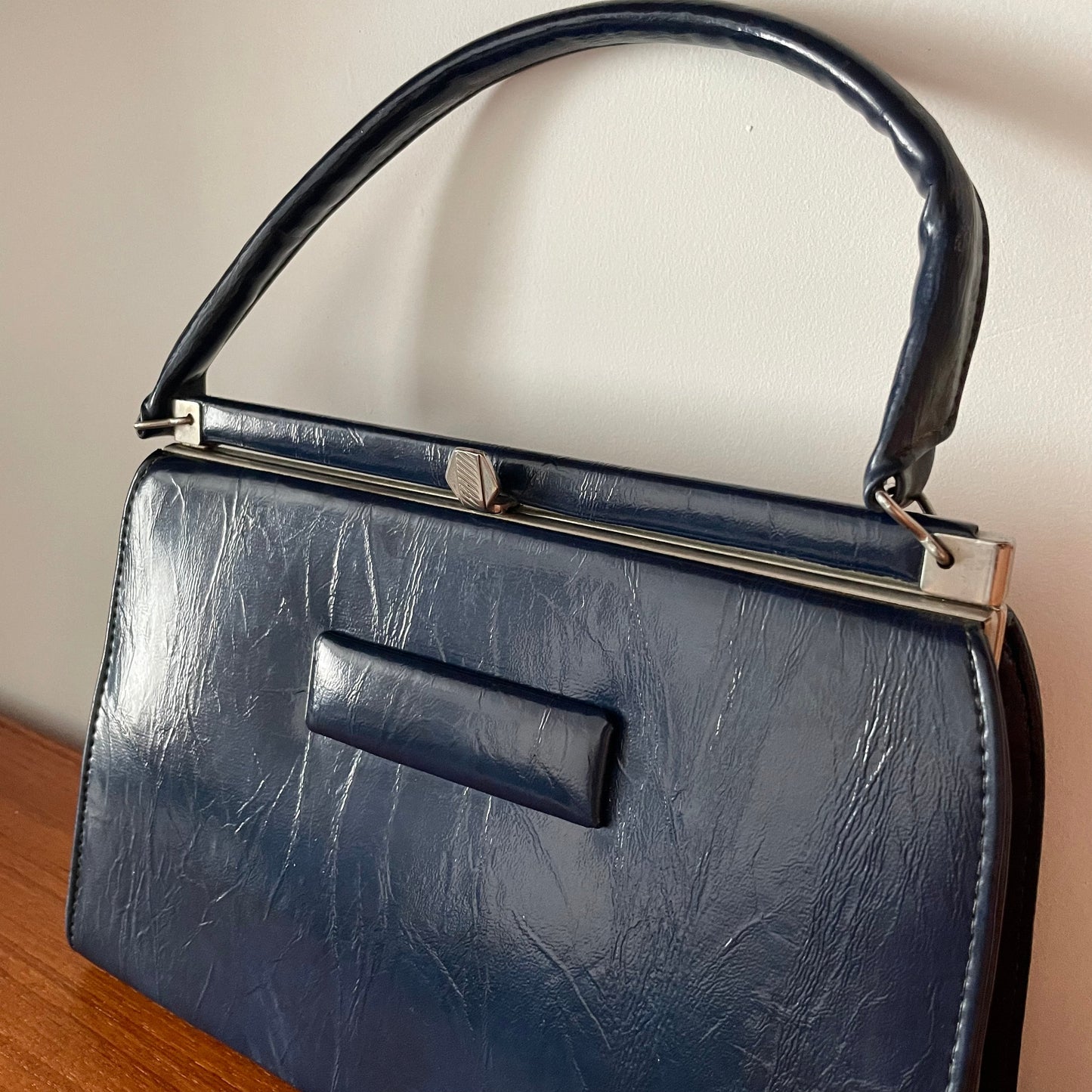 Vintage Blue APD A Dittner Leather Top Handle Handbag