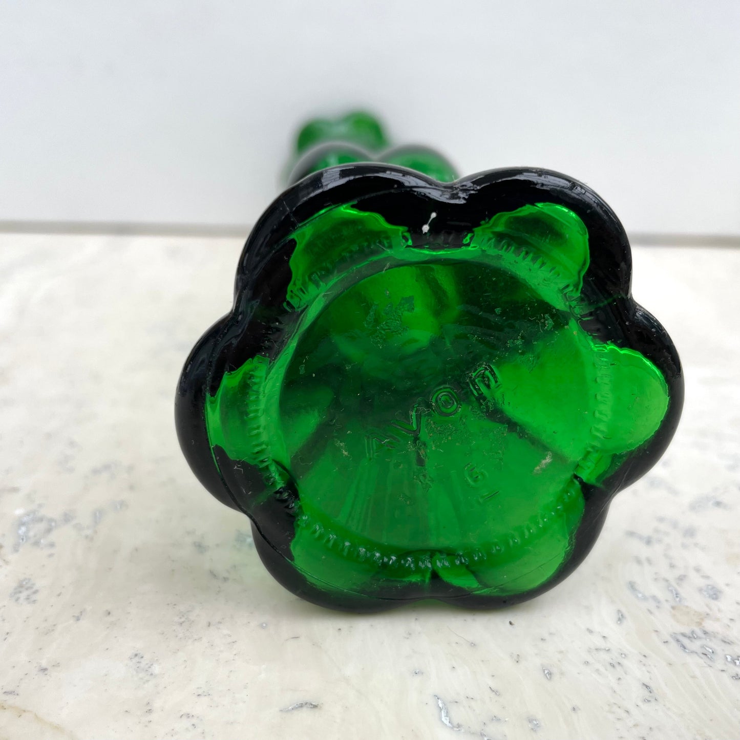 Vintage Avon Emerald Green Charisma Eau de Cologne Bottle. Empty