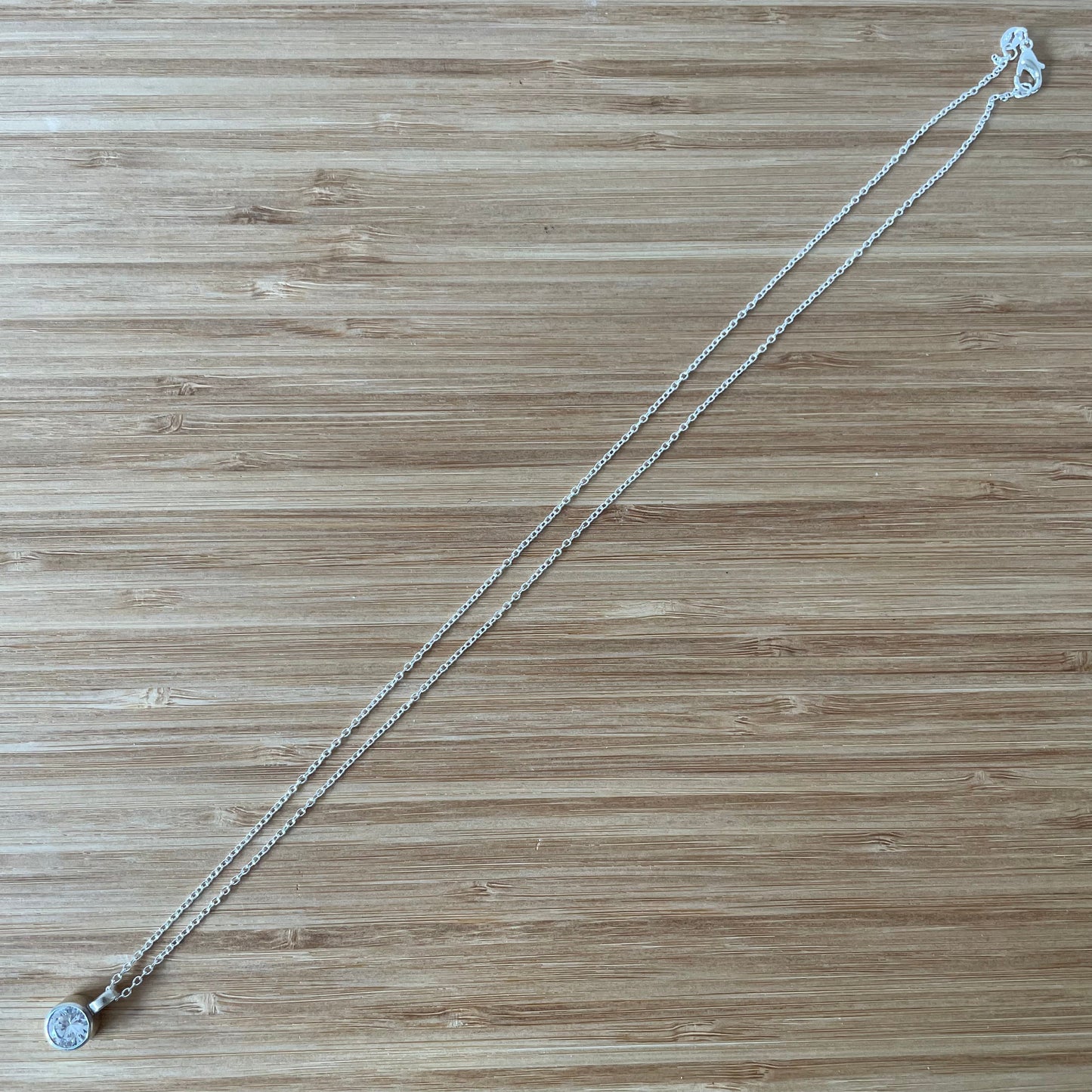 Vintage Round Cubic Zirconia Drop Pendant Necklace in Silver 925