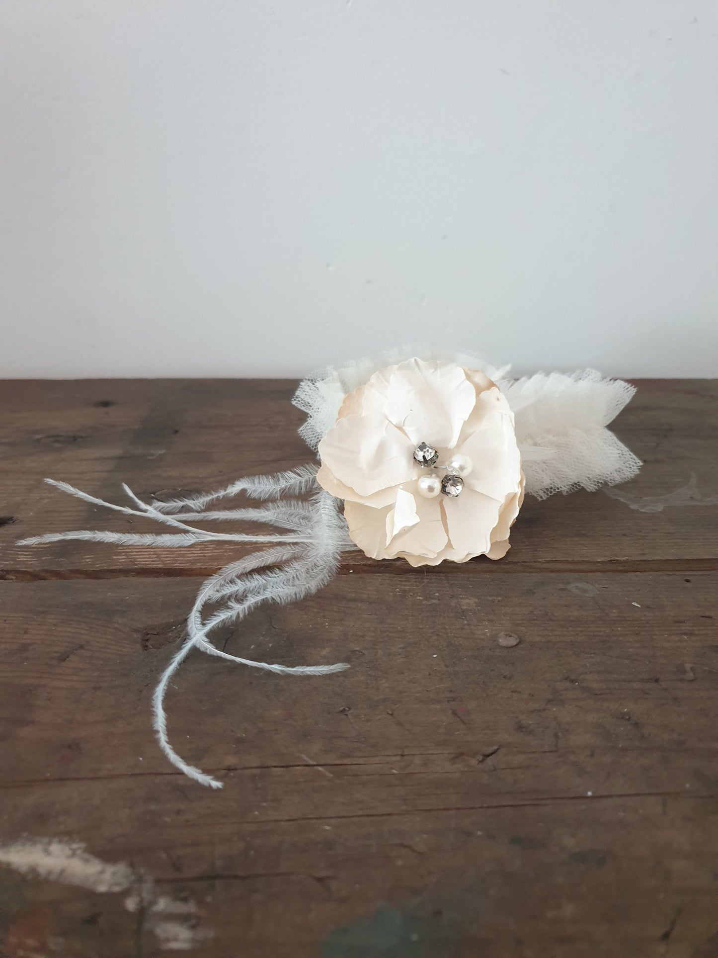 Pink Flower Gem Garter Wedding Accessories. Vintage Bridal Bride.