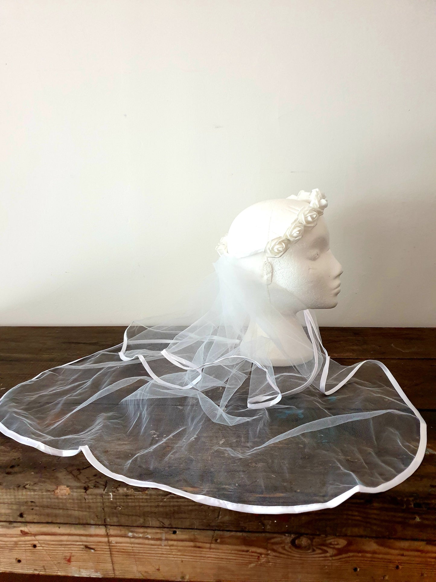 White Rose Two Tier Veil Wedding Accessories