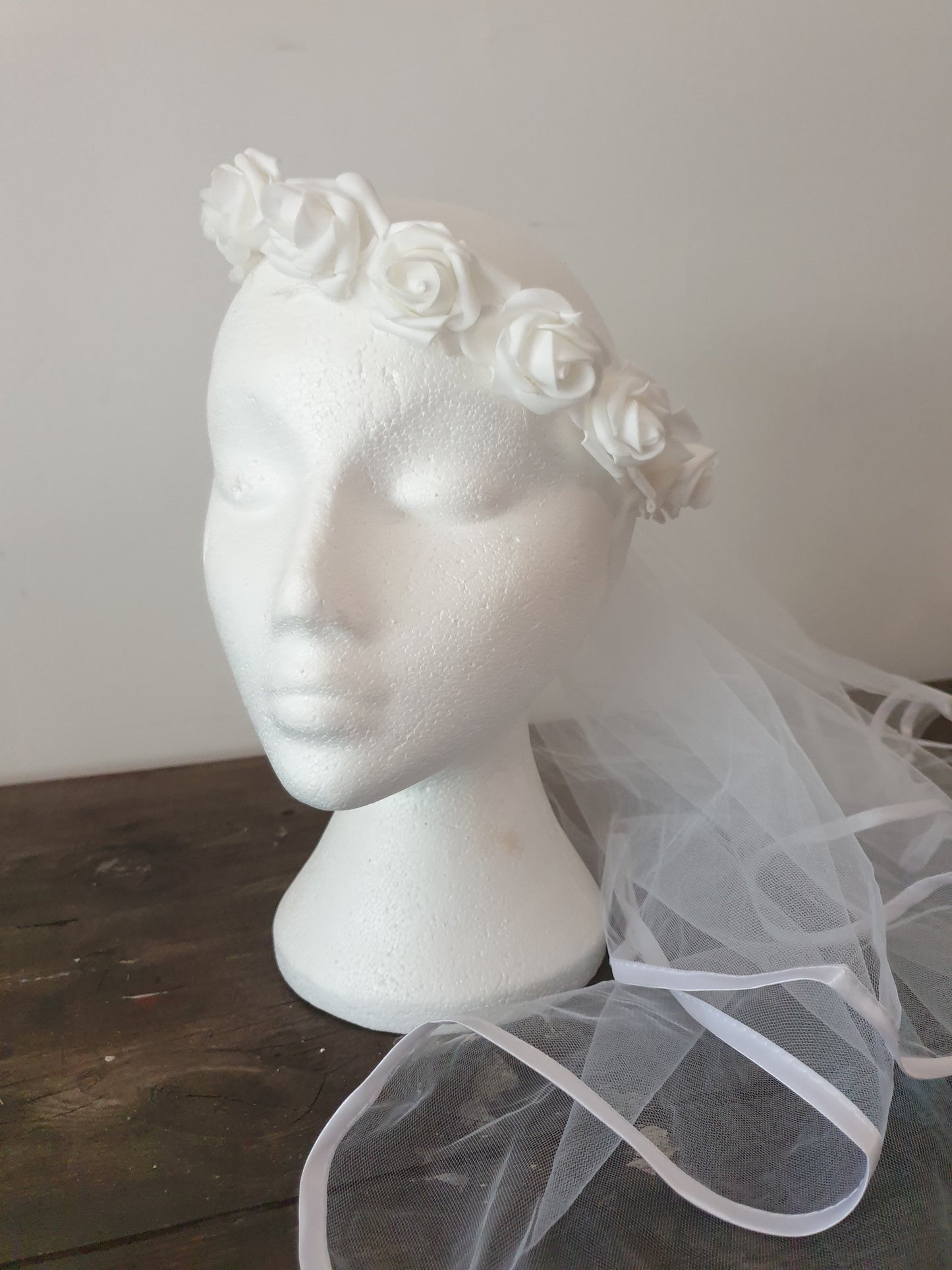 White Rose Two Tier Veil Wedding Accessories