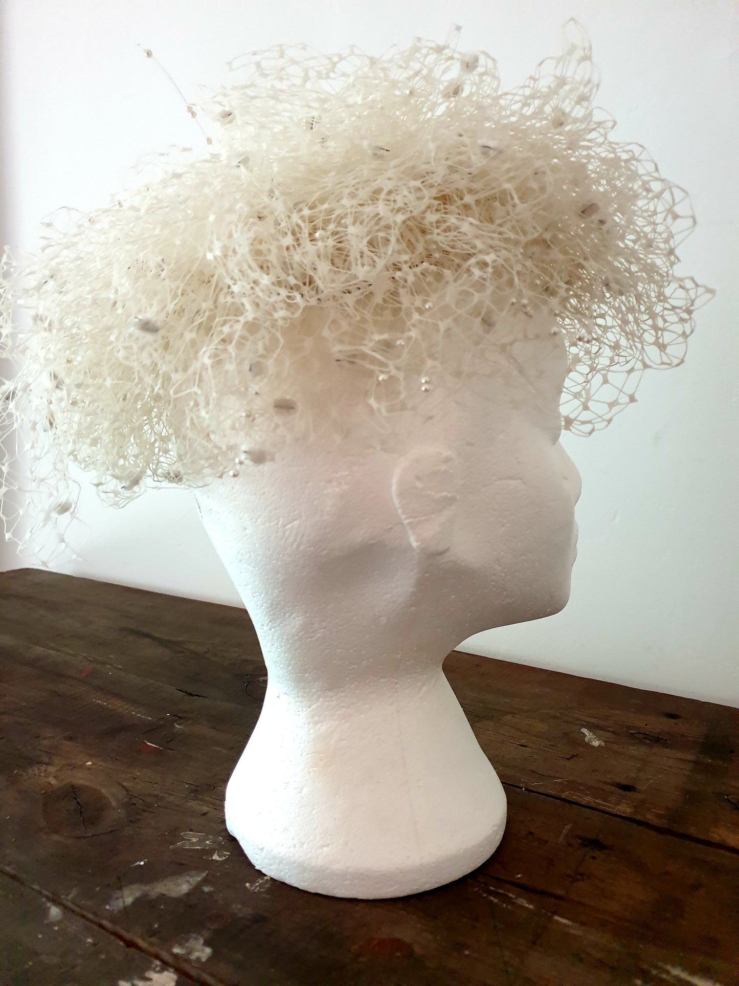 White Lace Beaded Fascinator Wedding Accessories