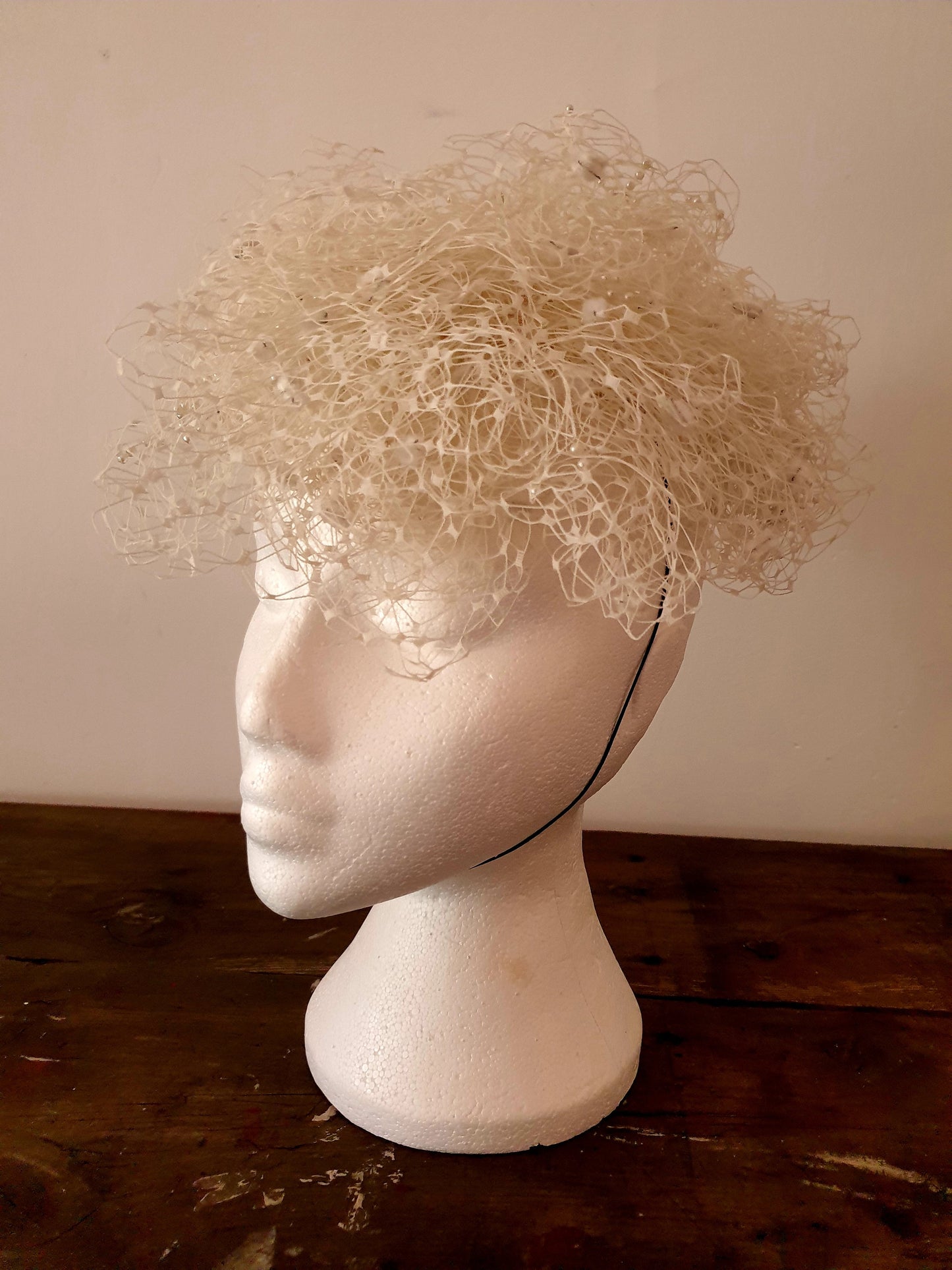 White Lace Beaded Fascinator Wedding Accessories